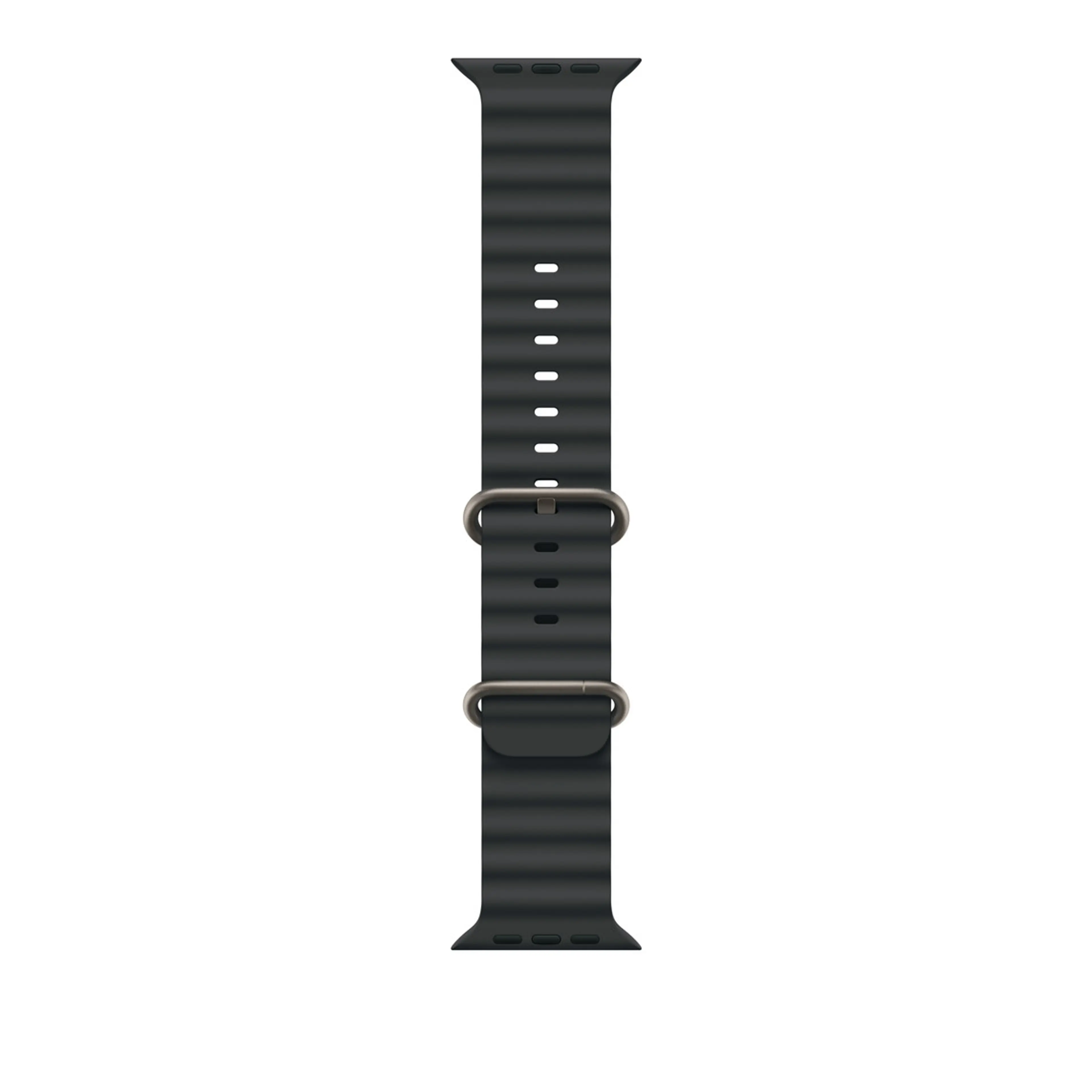 Apple Watch 49mm Band:  Black Ocean Band - Natural Titanium Finish