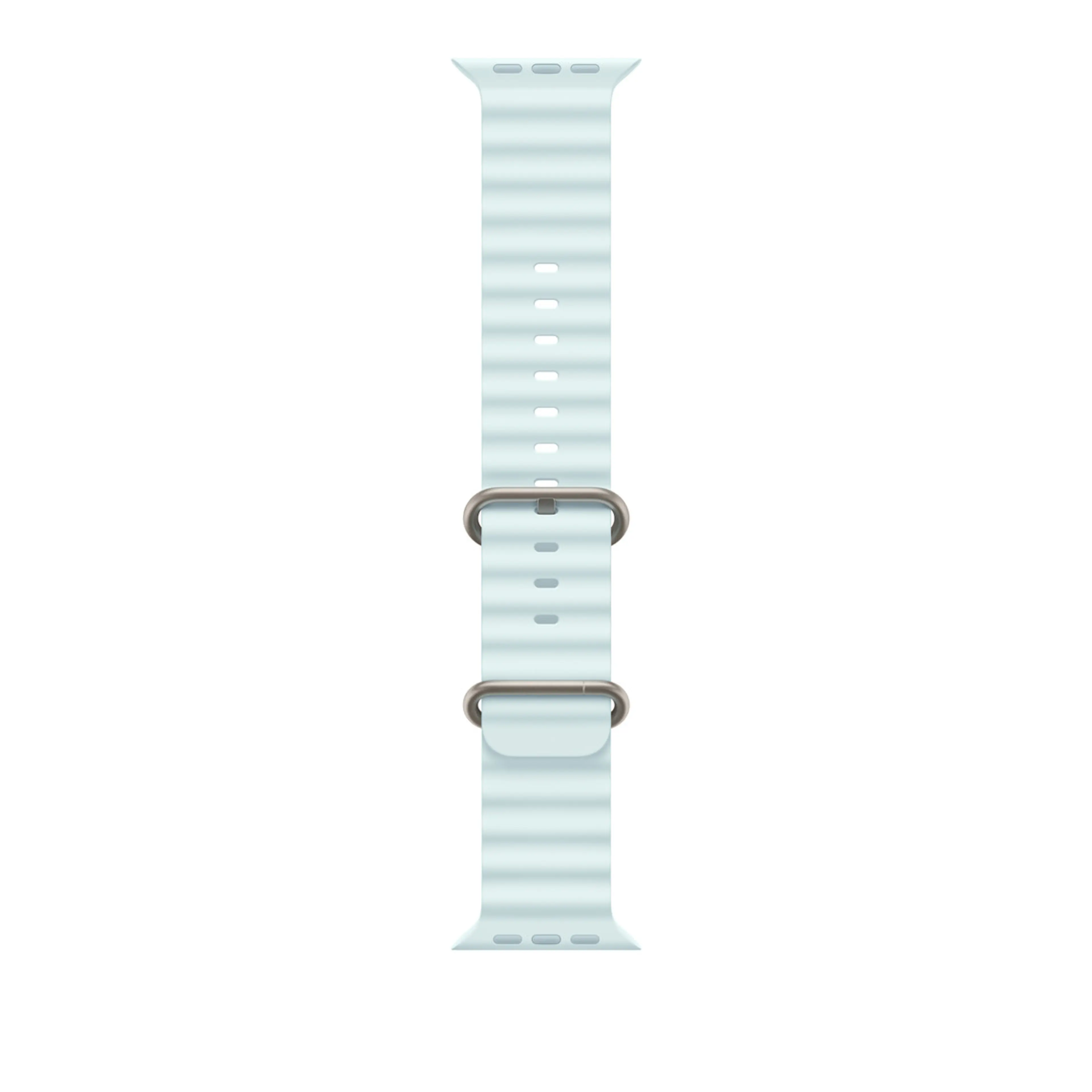Apple Watch 49mm Band:  Ice Blue Ocean Band - Natural Titanium Finish