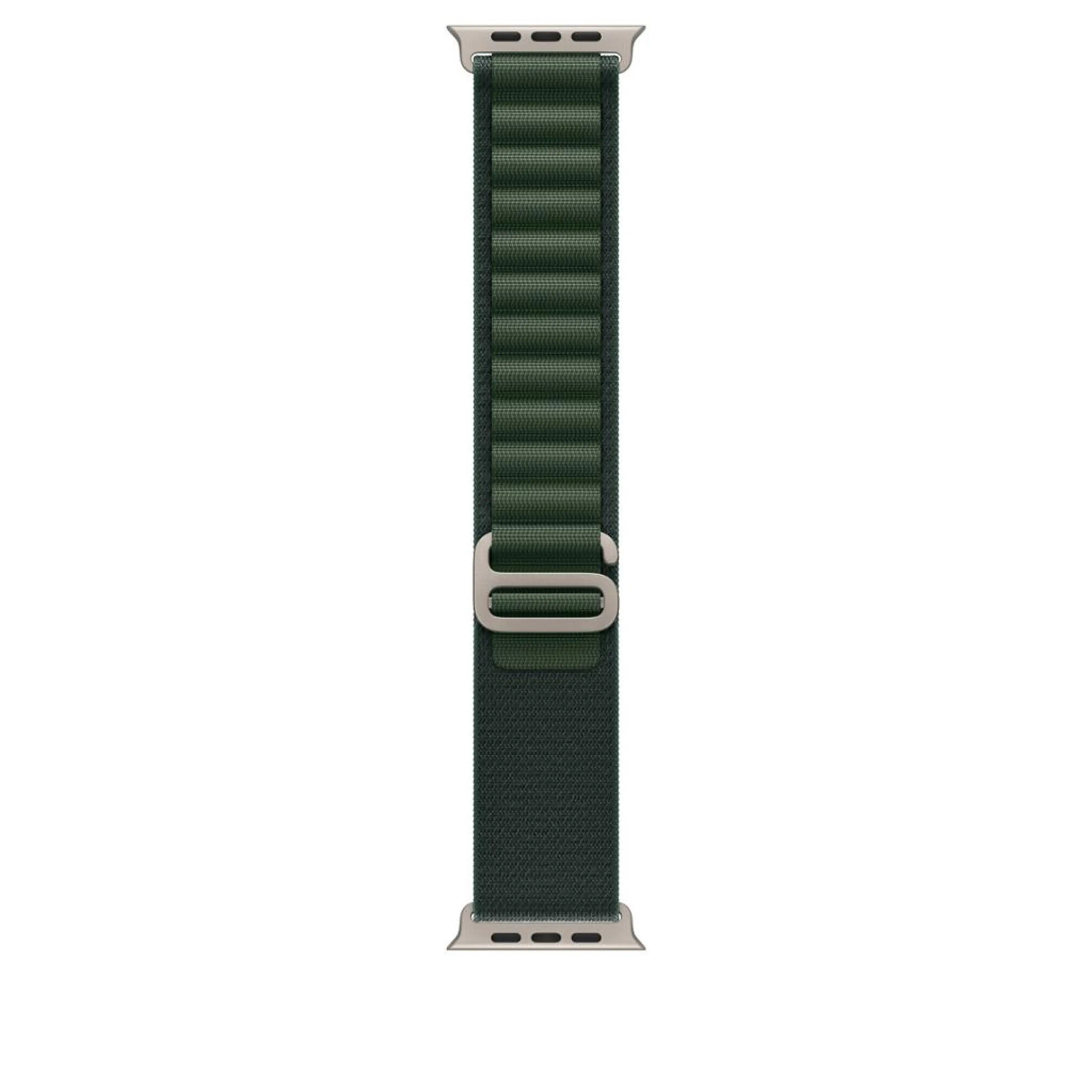 Apple Watch 49mm Loop: Dark Green Alpine Loop - Small - Natural Titanium Finish