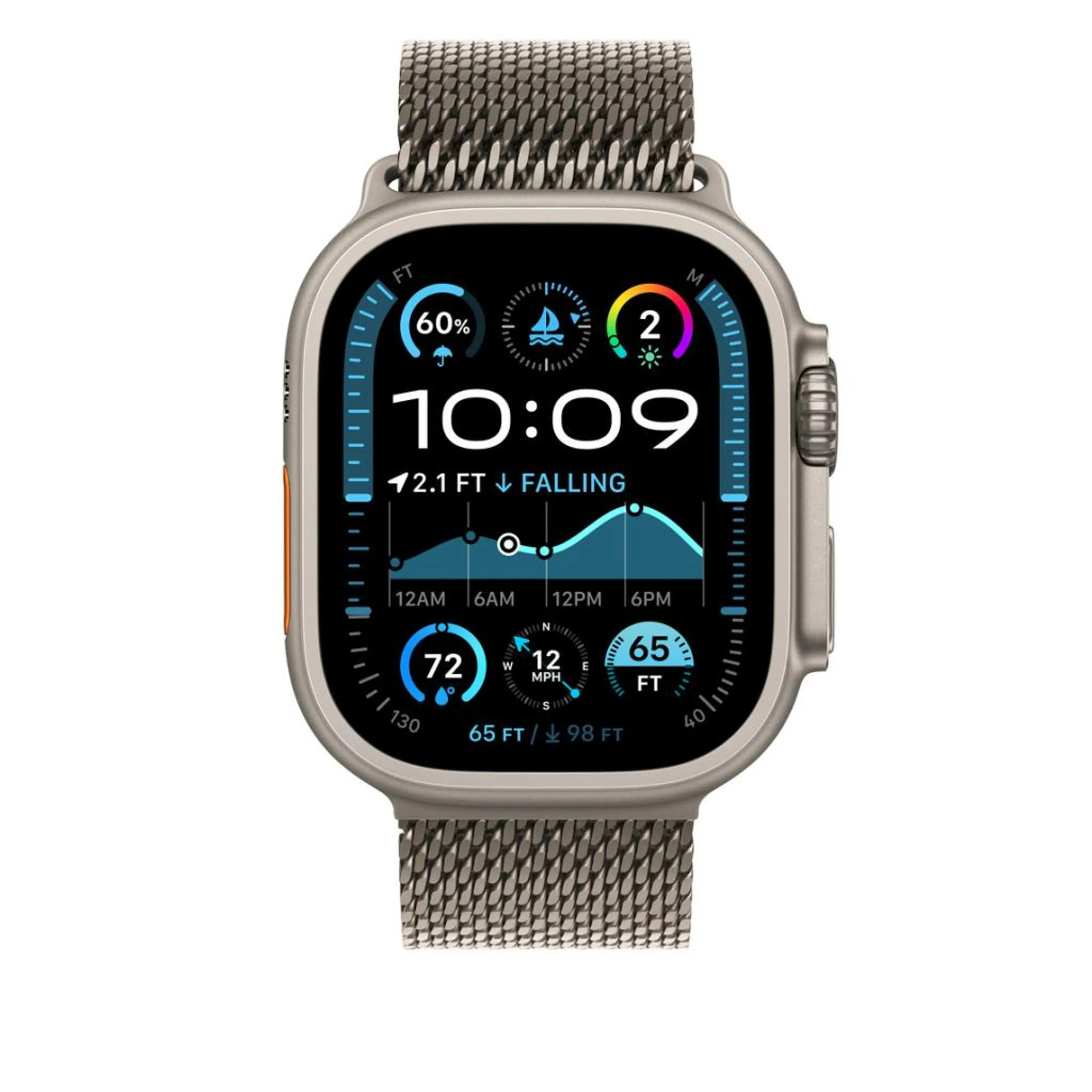 Apple Watch 49mm Milanese Loop: Natural Titanium Milanese Loop - Medium