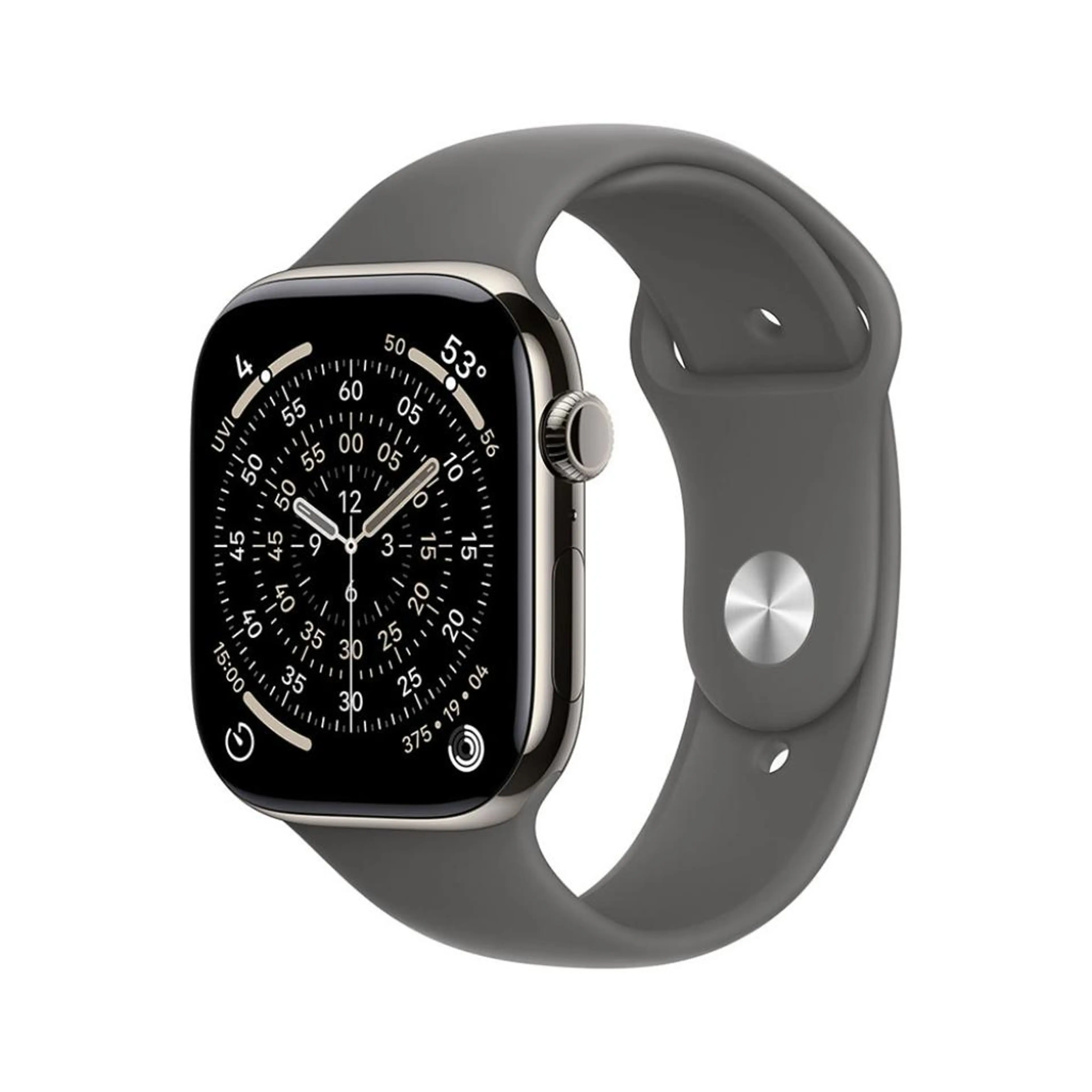 Apple Watch Series 11 GPS + Cellular 42mm Natural Titanium Case with Stone Grey Sport Band - M/L