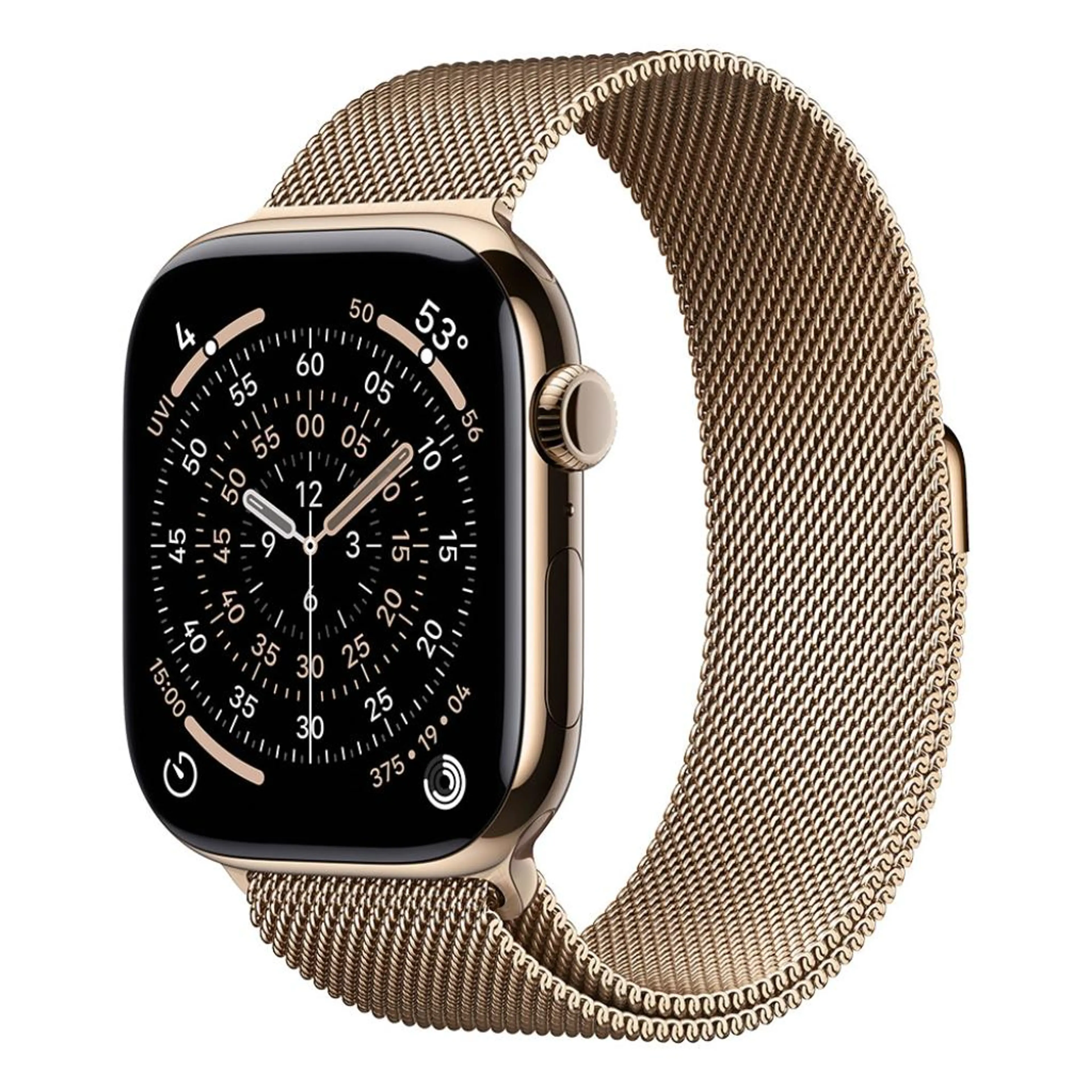 Apple Watch Series 11 GPS + Cellular 46mm Gold Titanium Case with Gold Milanese Loop - M/L