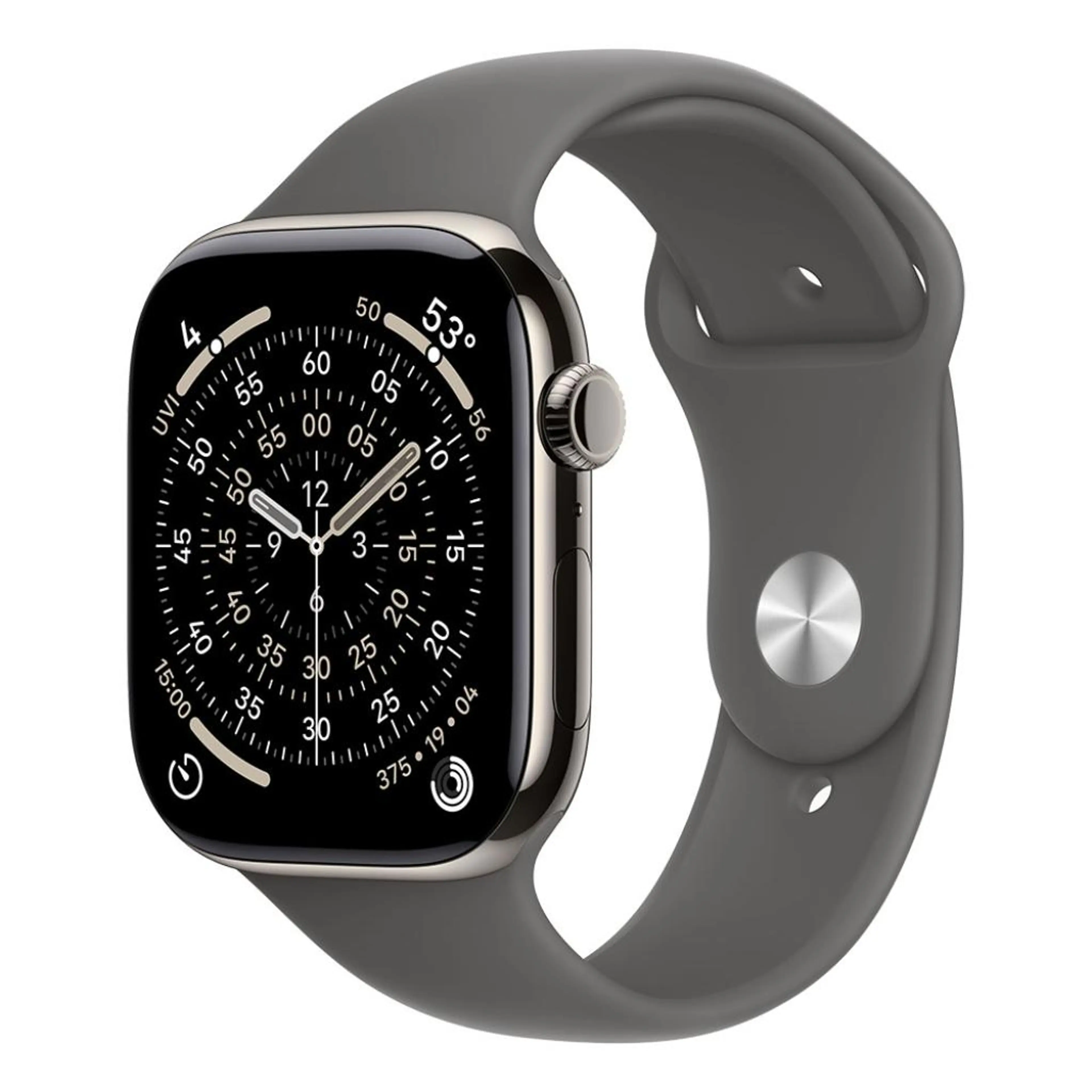 Apple Watch Series 11 GPS + Cellular 46mm Natural Titanium Case with Stone Grey Sport Band - S/M