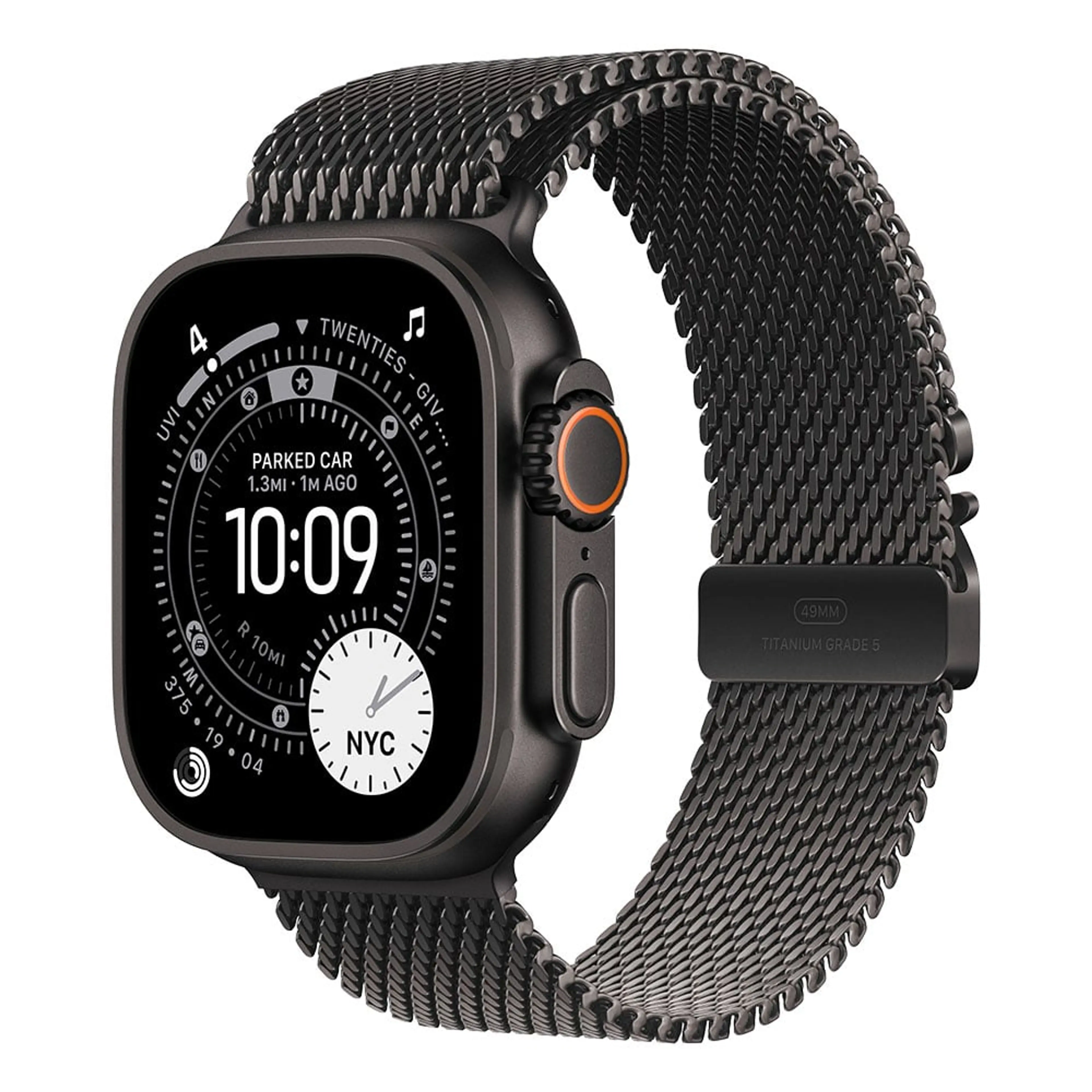 Apple Watch Ultra 3 GPS + Cellular 49mm Black Titanium Case with Black Titanium Milanese Loop - Large