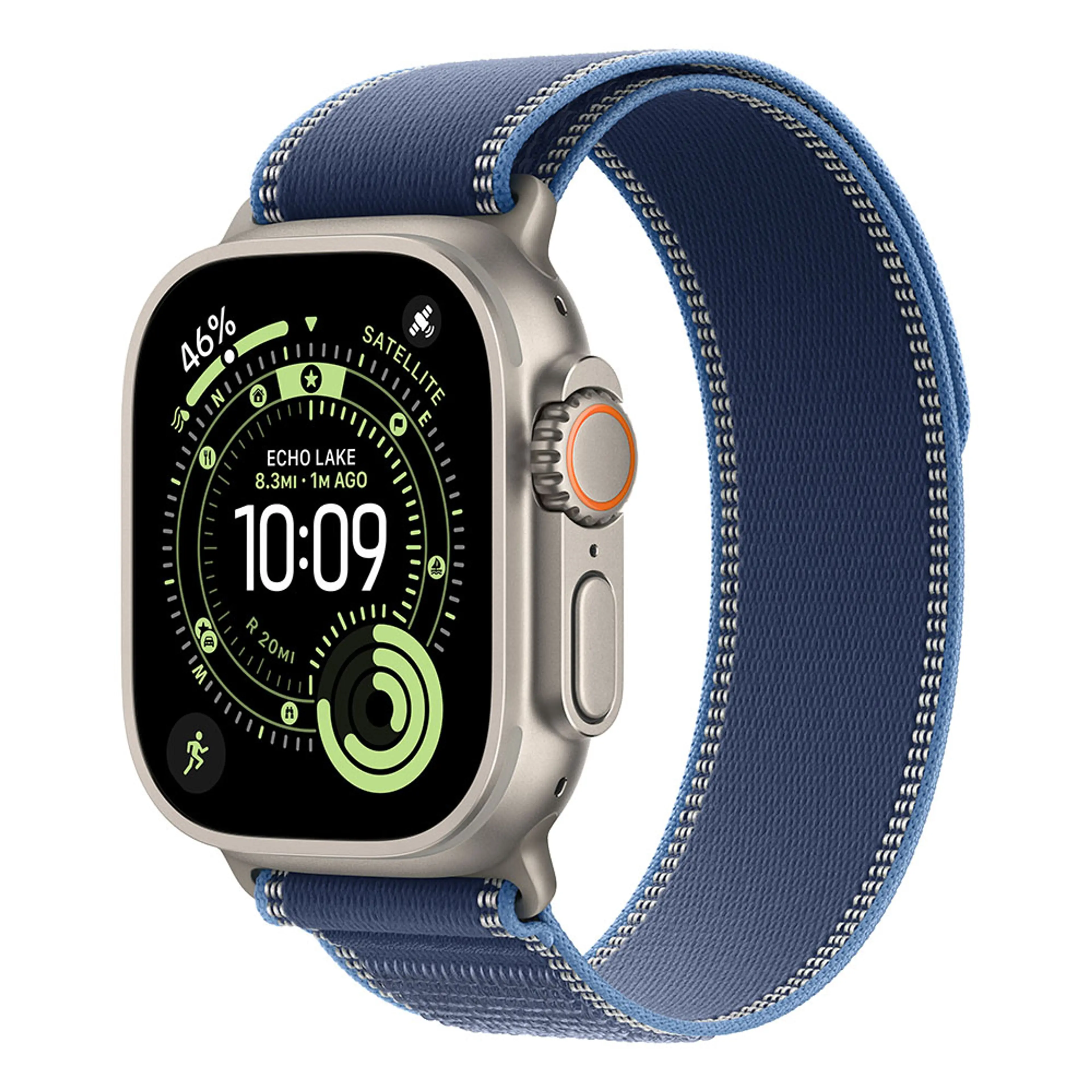 Apple Watch Ultra 3 GPS + Cellular 49mm Natural Titanium Case with Blue/Bright Blue Trail Loop - S/M