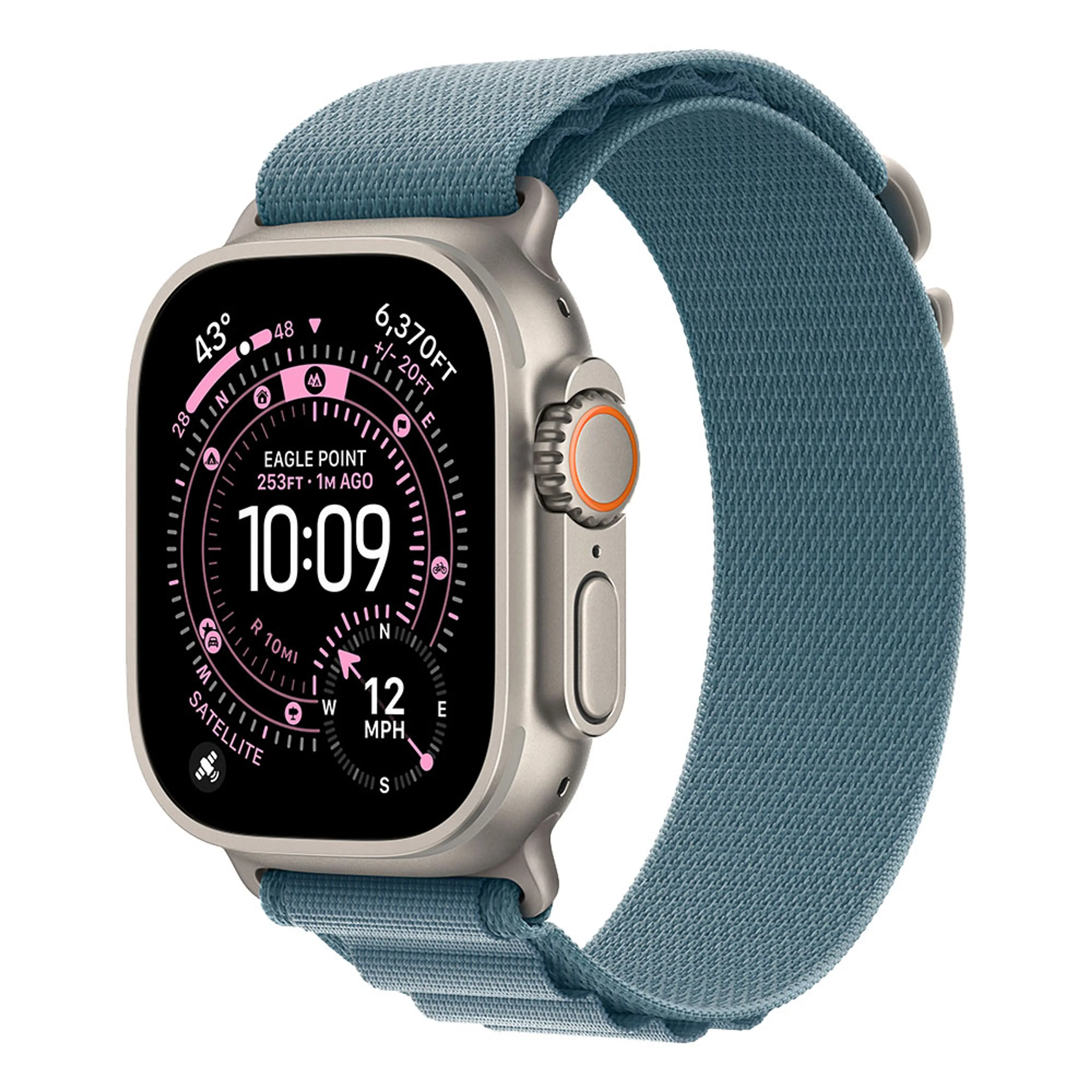 Apple Watch Ultra 3 GPS + Cellular 49mm Natural Titanium Case with Light Blue Alpine Loop - Large
