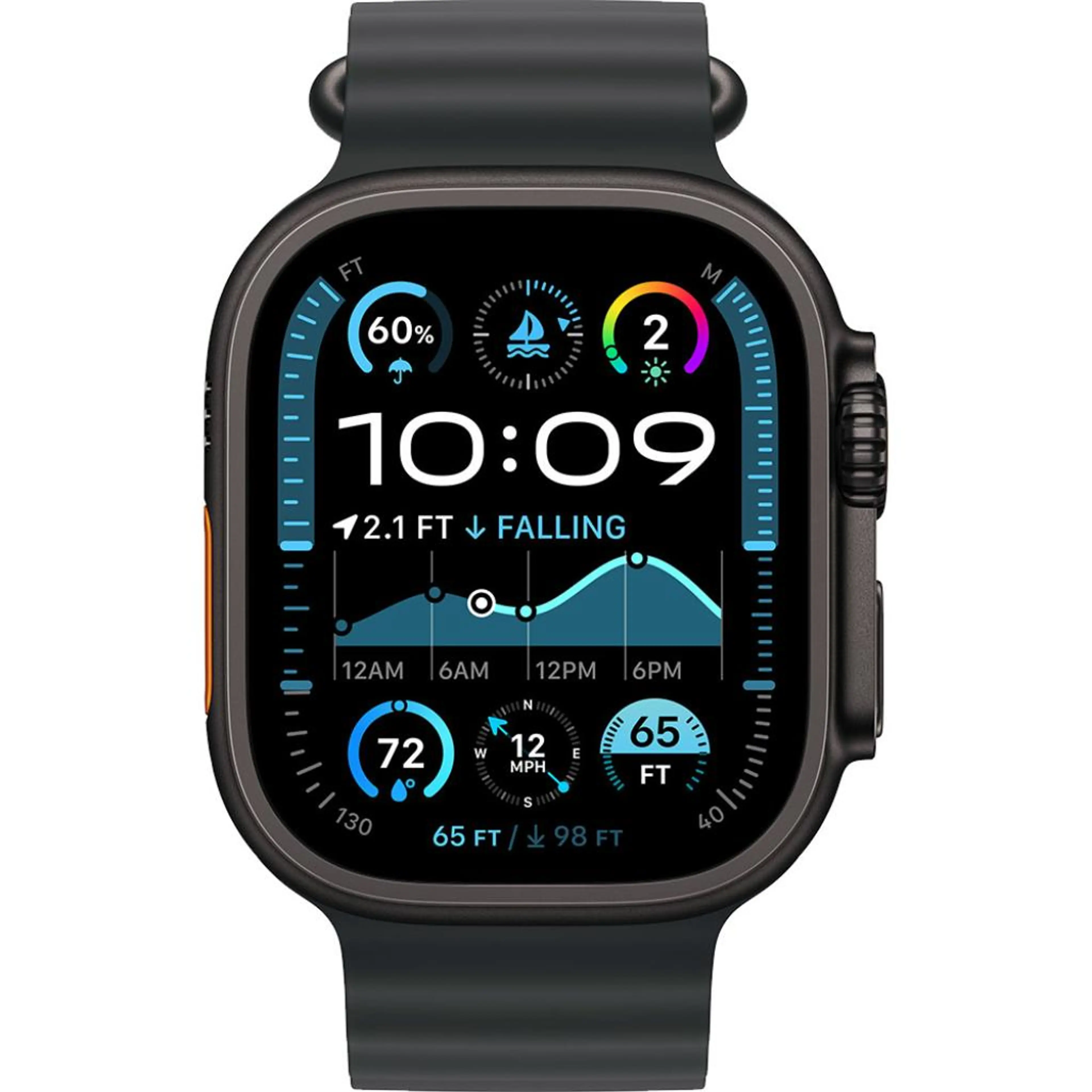 Apple Watch Ultra2 v2 Cellular 49mm Black Titanium Case with Black Ocean Band