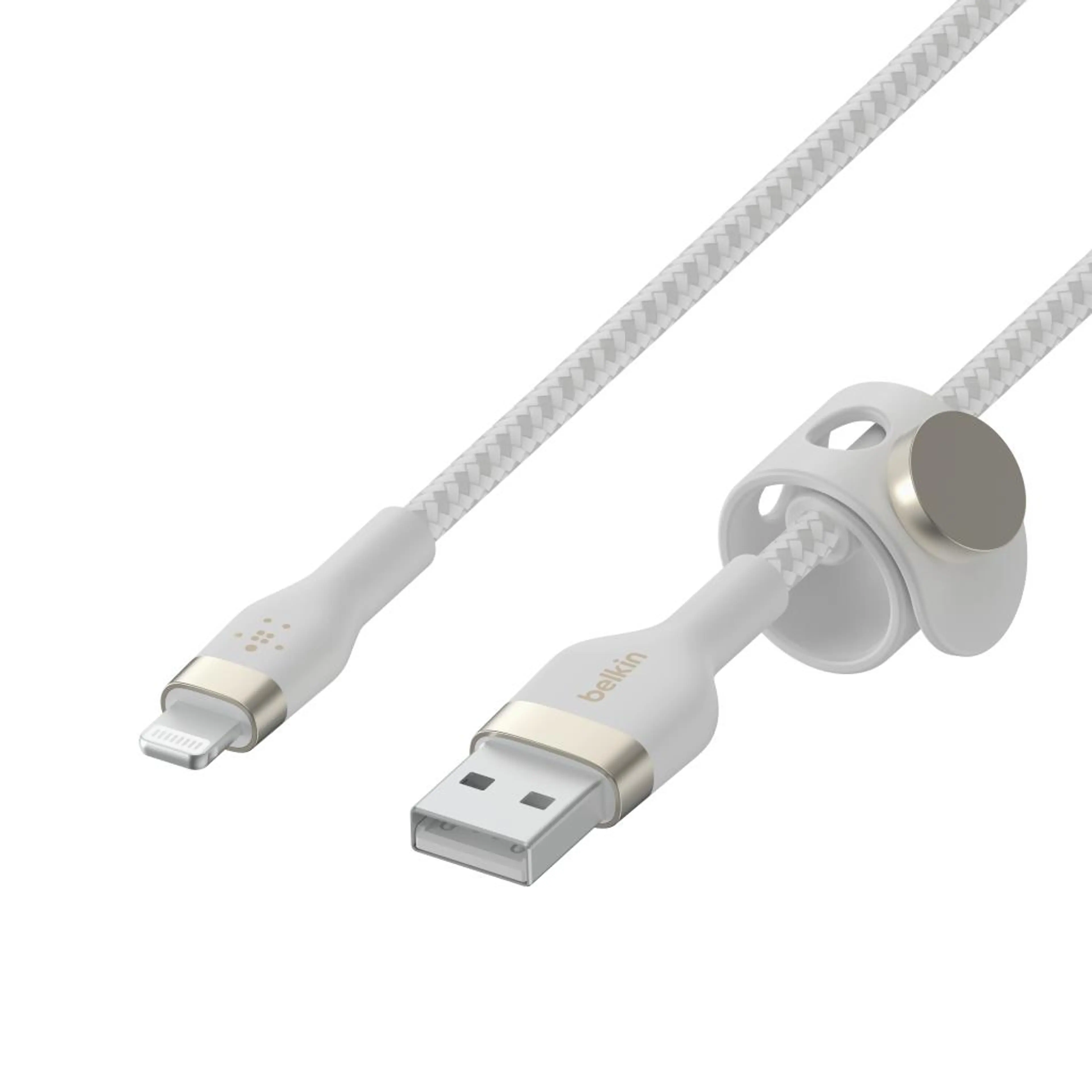 Belkin BOOST CHARGE PRO Flex USB-A to LTG; Braided Silicone Cable - 1M - White