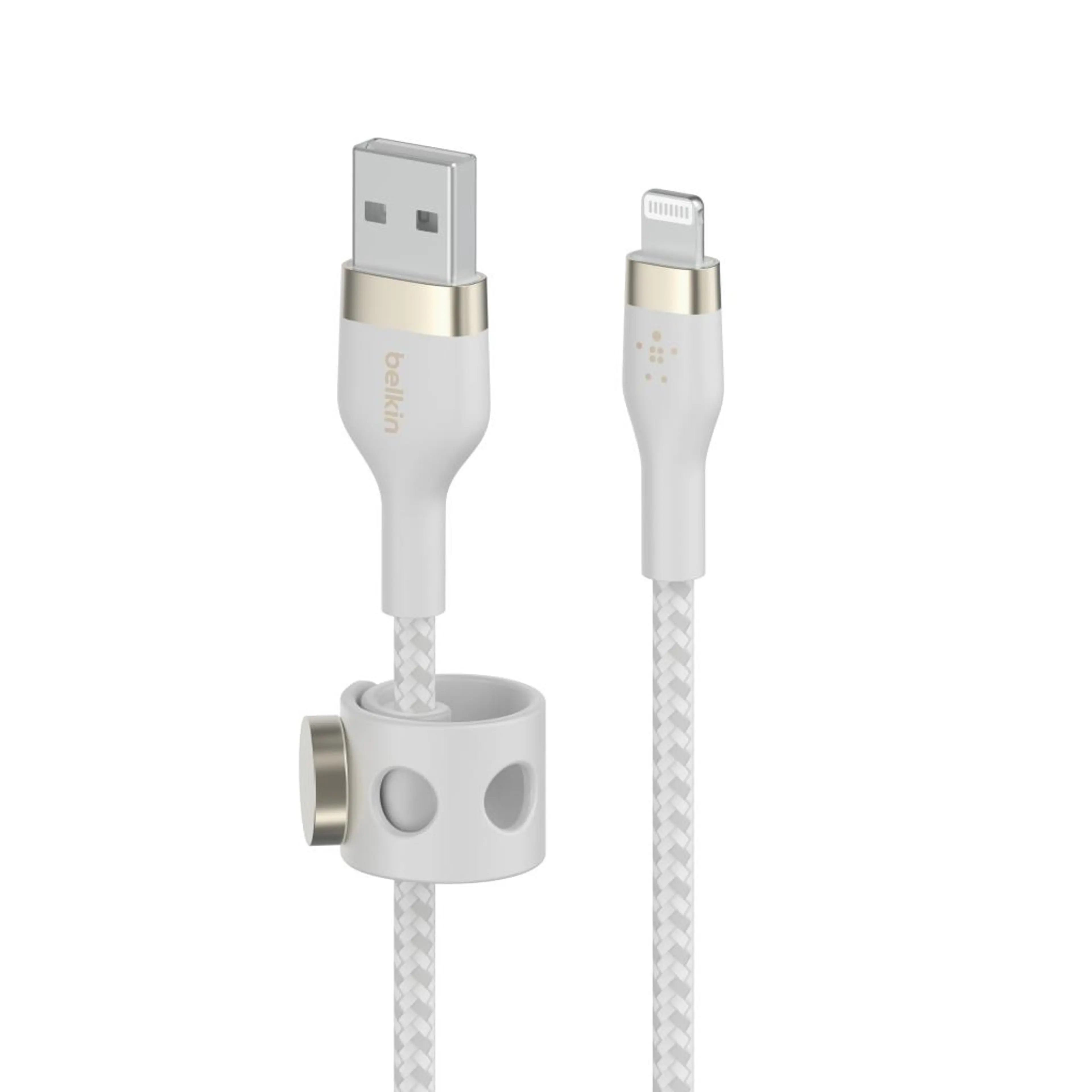 Belkin BOOST CHARGE PRO Flex USB-A to LTG; Braided Silicone Cable - 2M - White