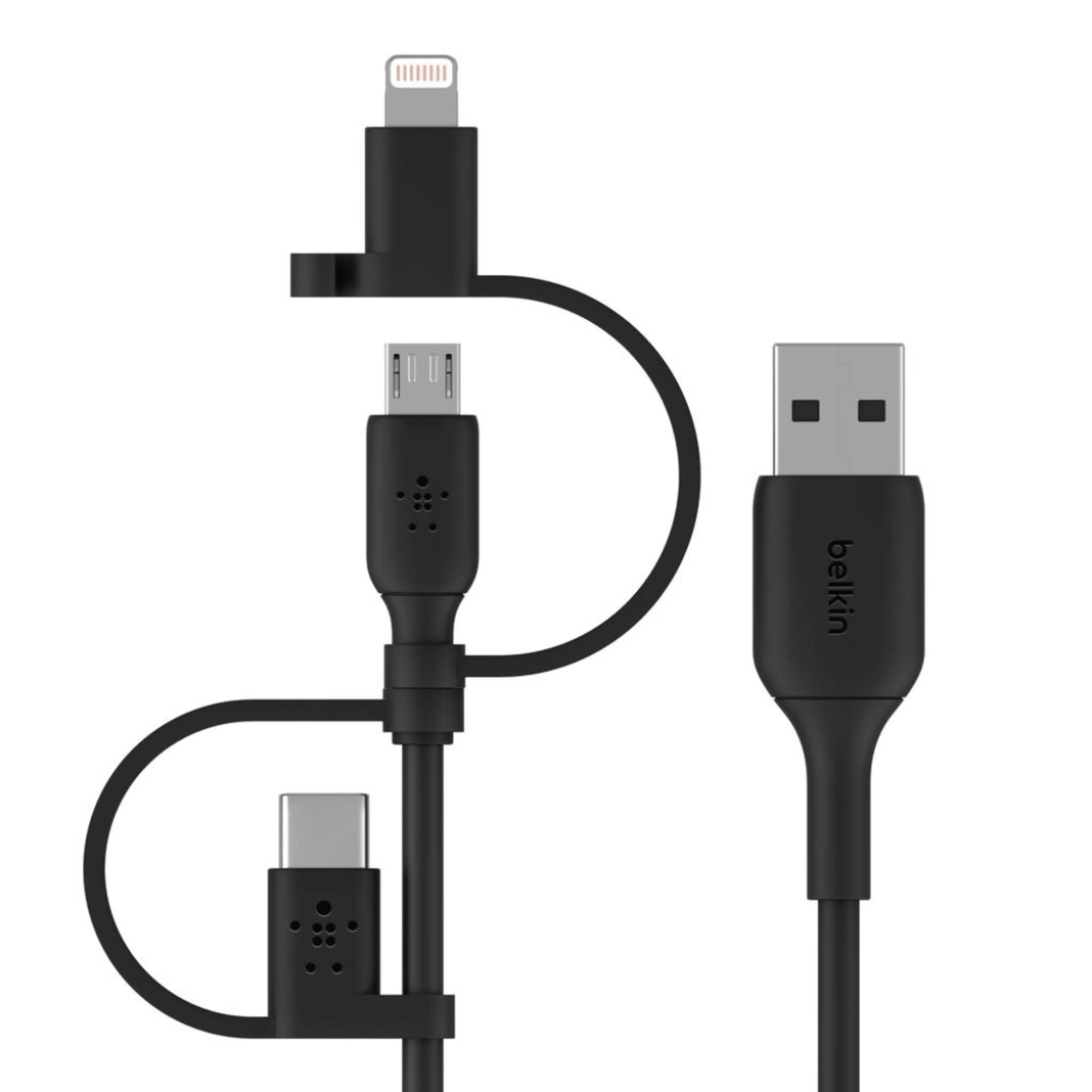 Belkin BOOST CHARGE Universal charging cable (Lightning/Micro-USB/USB-C to USB-A) Cable; PVC - 1M - Black