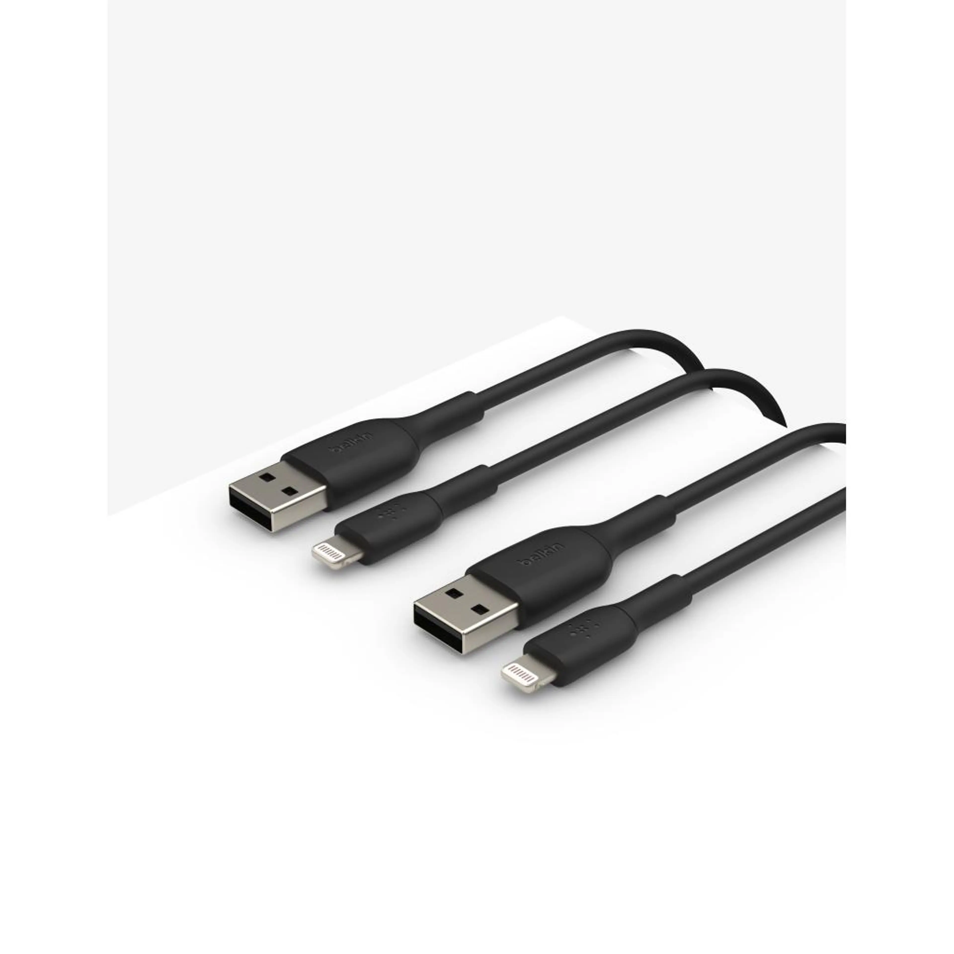 Belkin BOOST CHARGE USB-A to Lightning Cable; PVC - 1M (2 PK) - Black