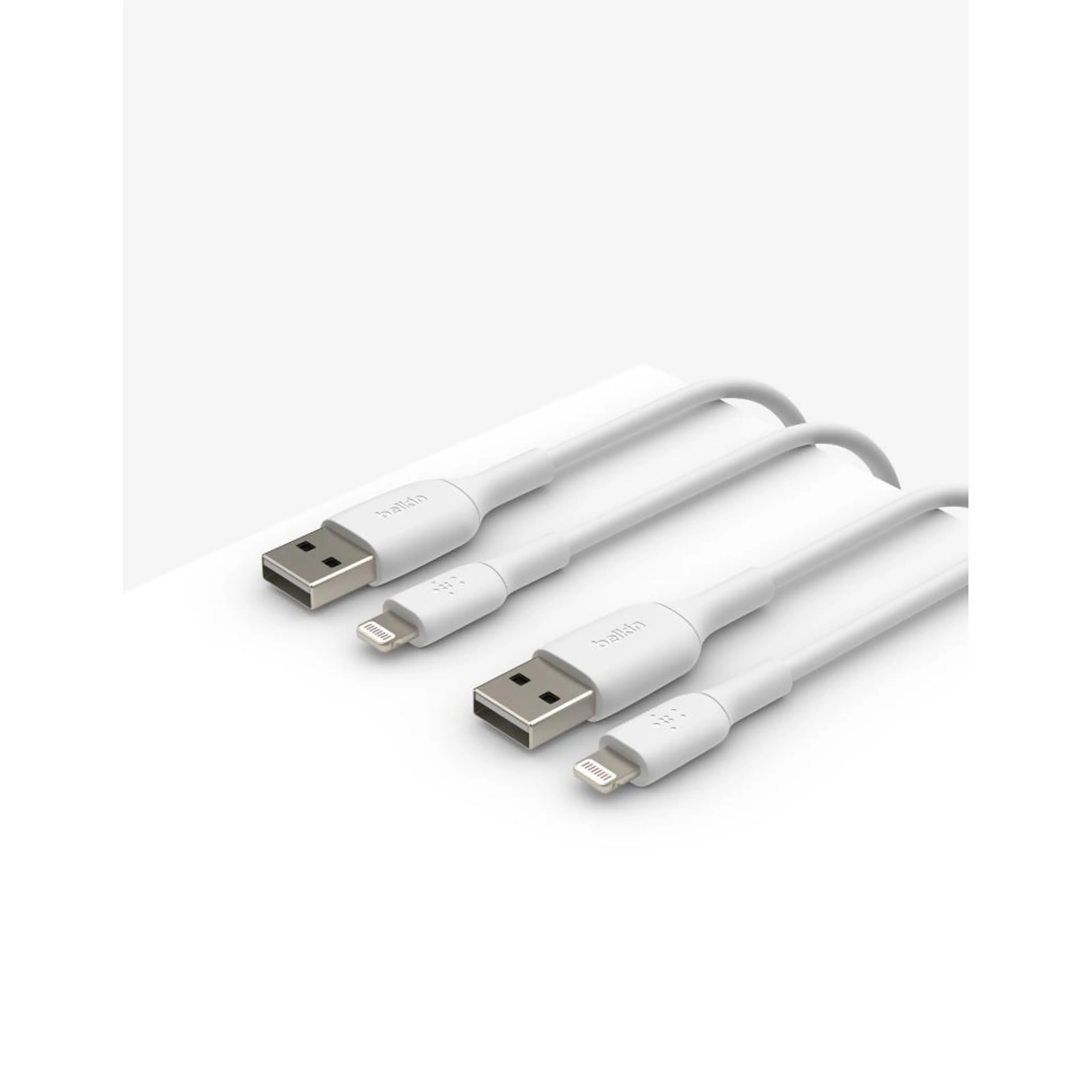 Belkin BOOST CHARGE USB-A to Lightning Cable; PVC - 1M (2 PK) - White