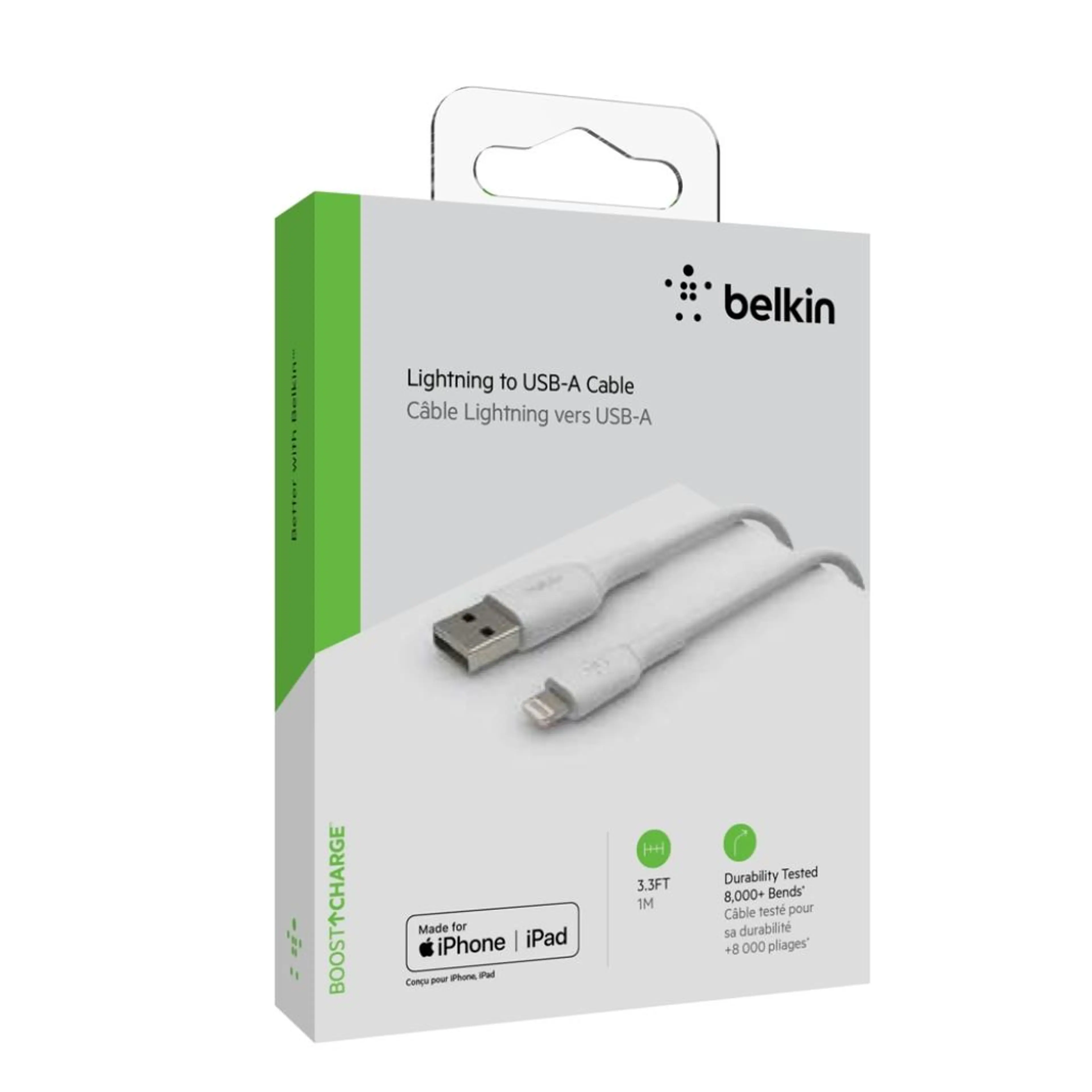 Belkin BOOST CHARGE USB-A to Lightning Cable; PVC - 1M - White
