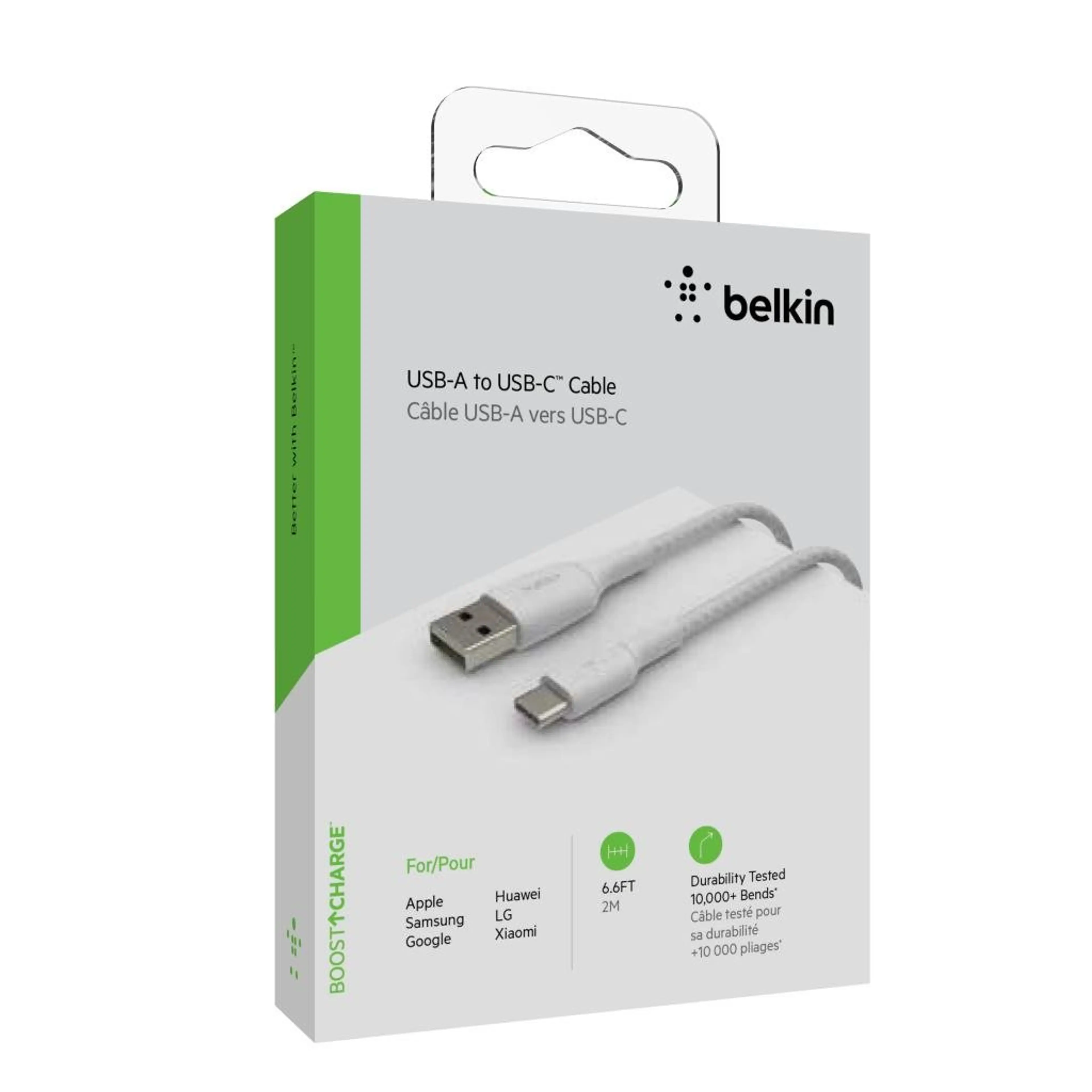 Belkin BOOST CHARGE USB-A to USB-C Cable; Braided - 2M - White