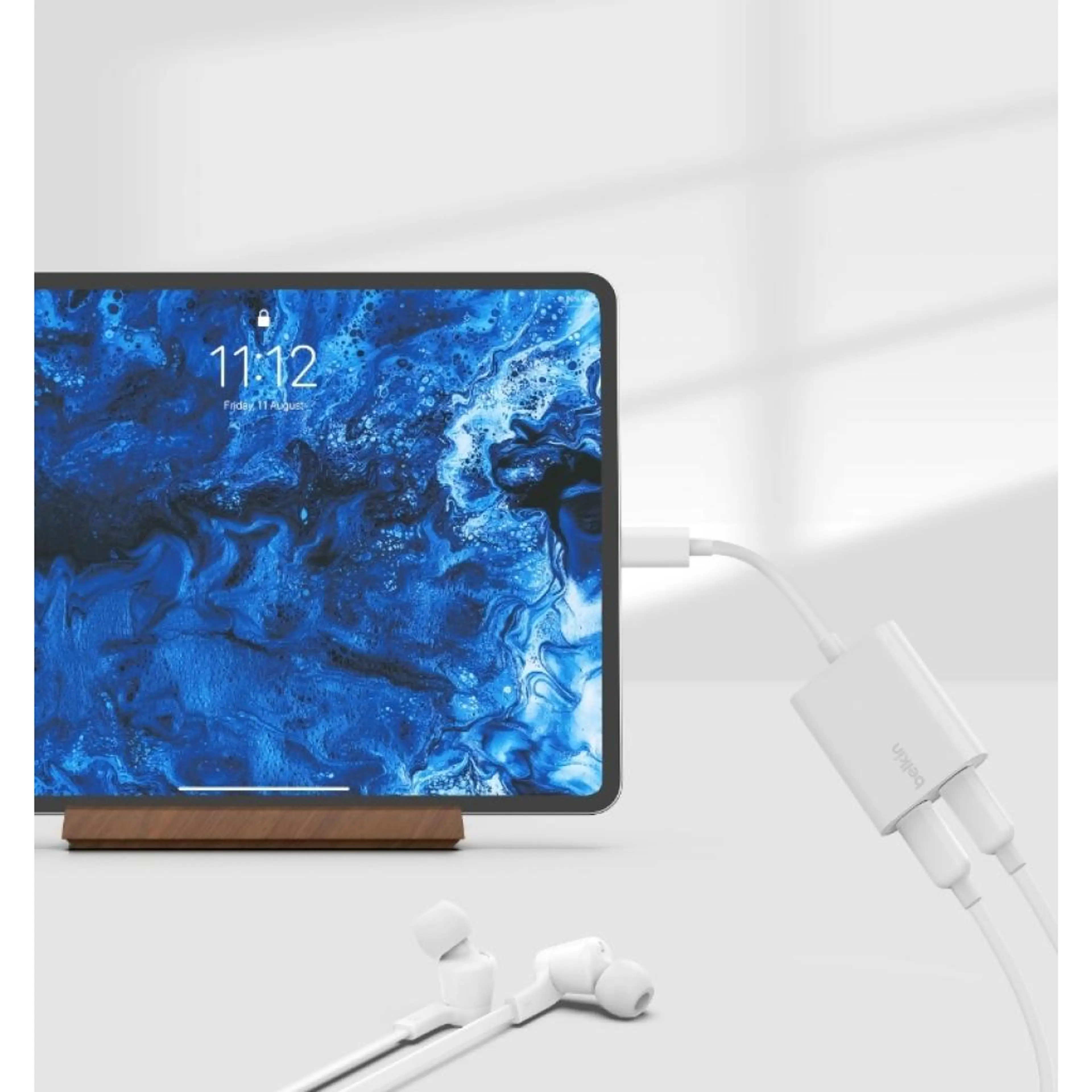 Belkin ROCKSTAR Dual USB-C Audio + Charge Adapter - White