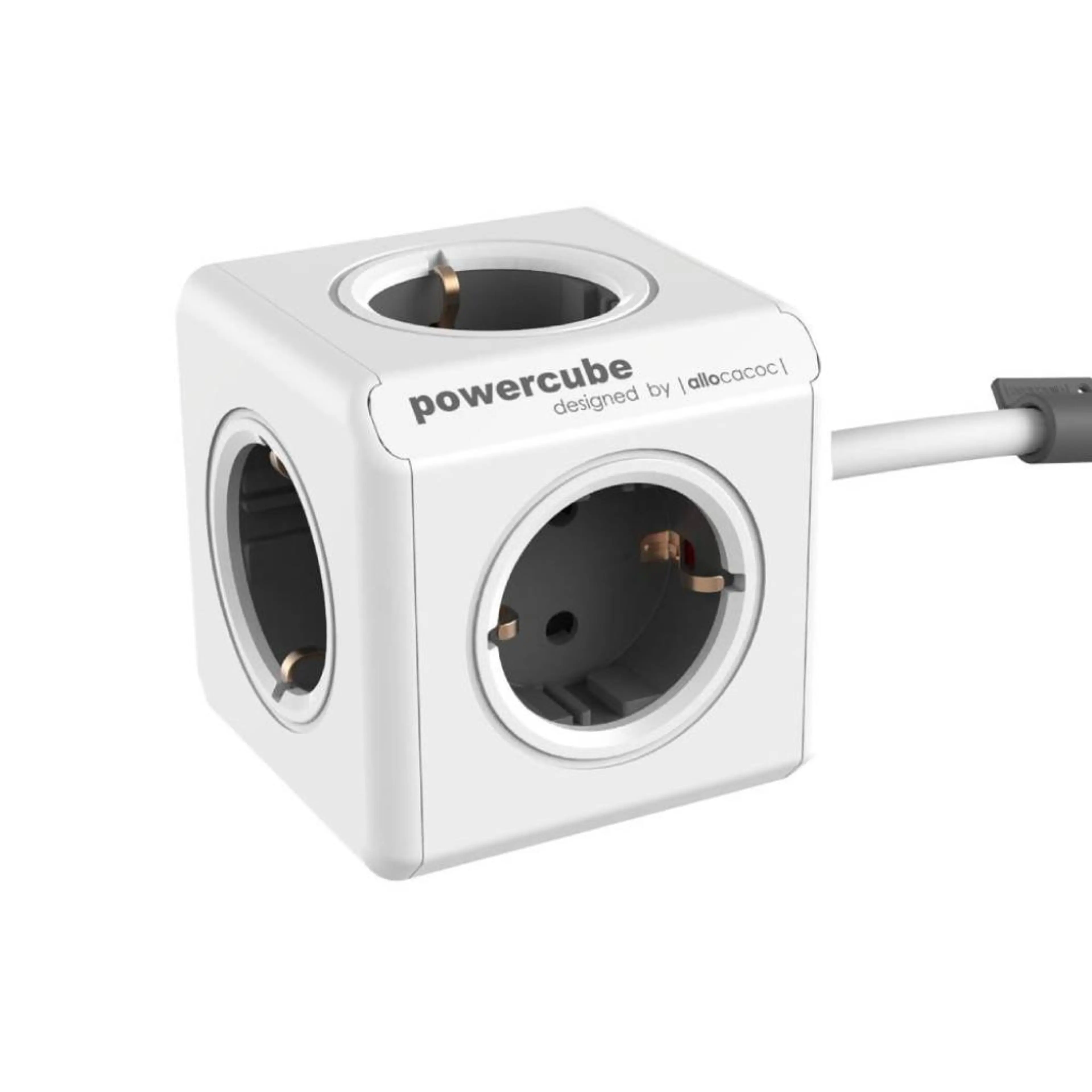 DesignNest PowerCube Extended 1300GY разклонител, 5 гнезда, 1.5м кабел, сив (8718444086970)