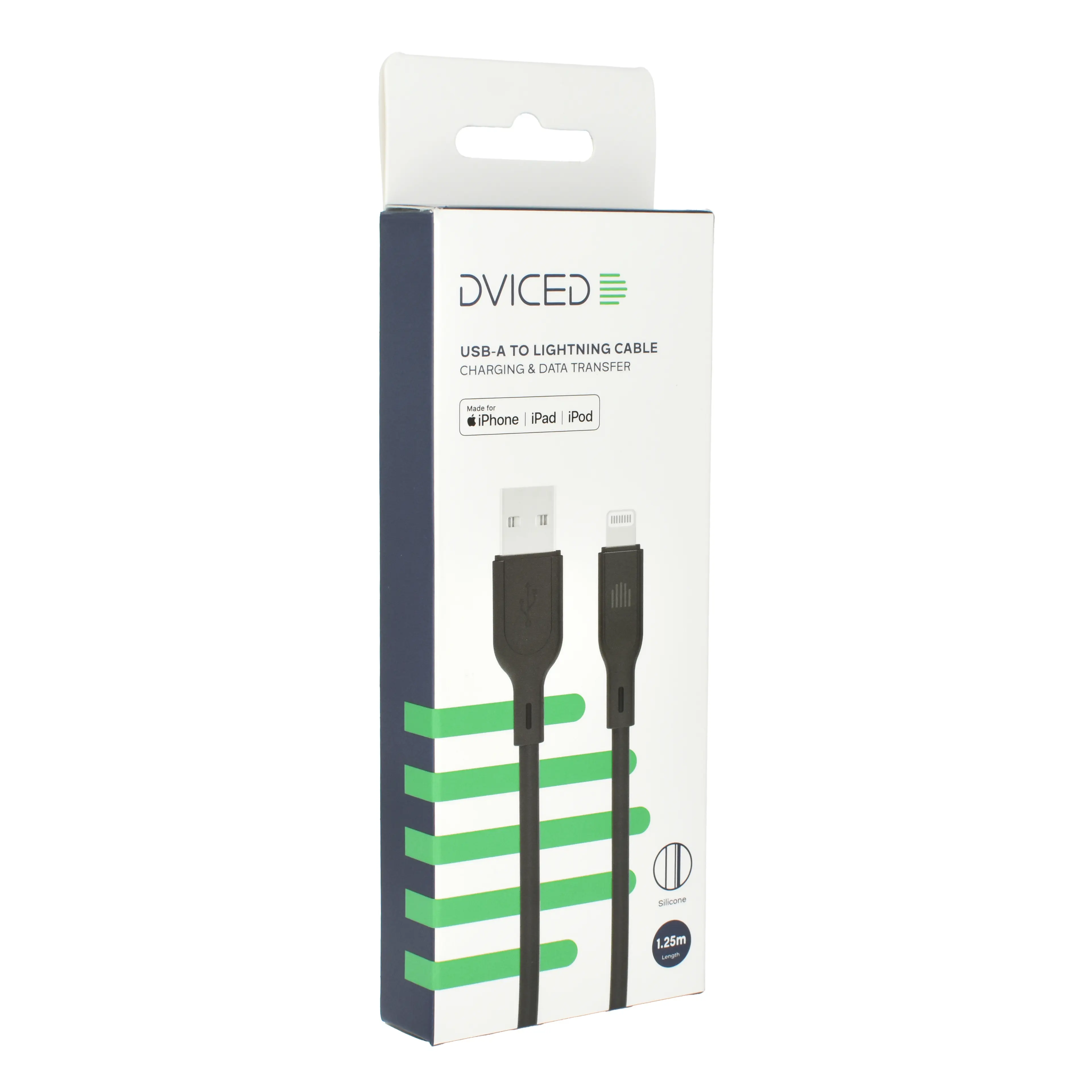 Dviced Cable USB-A to Lightning silicone 1;25m - Black