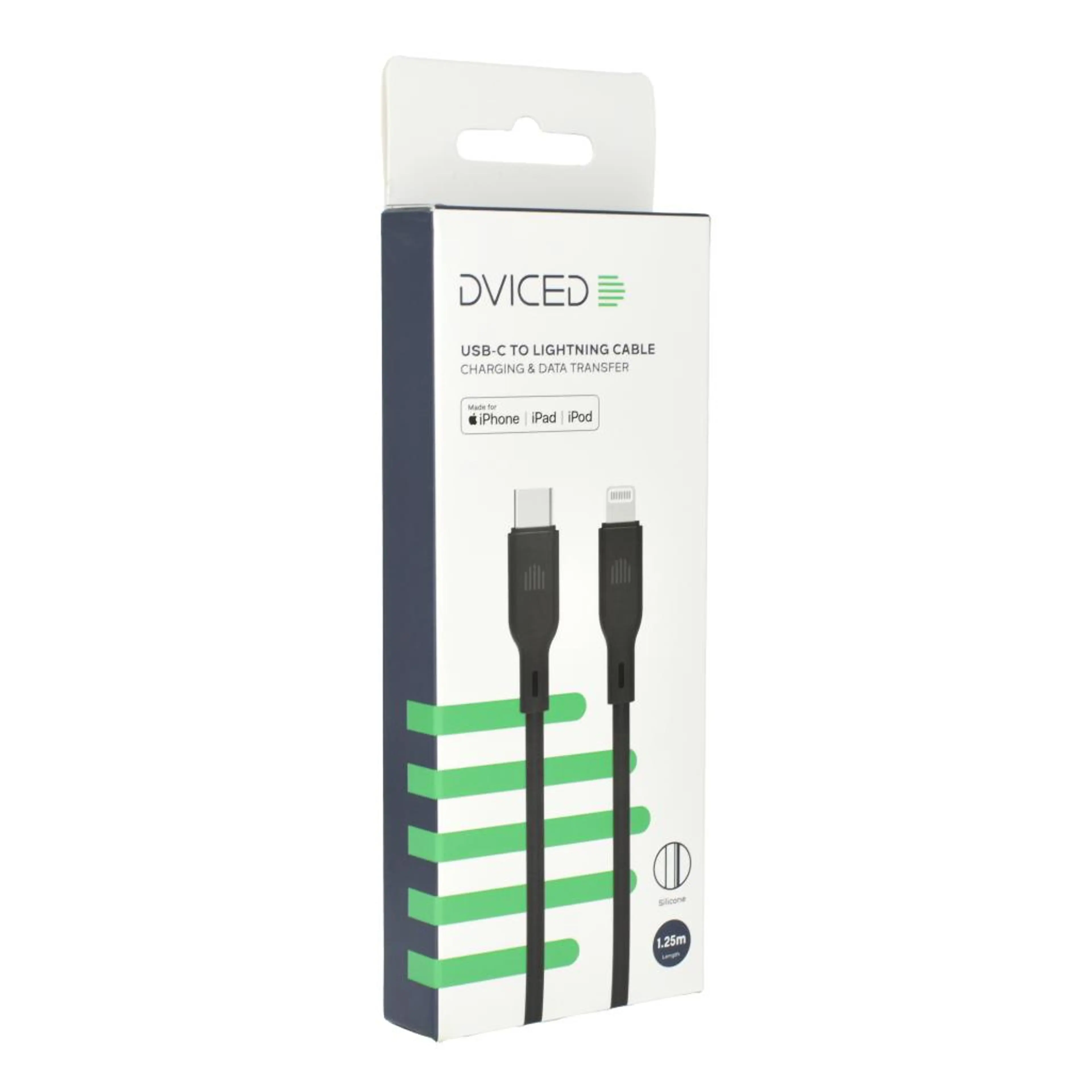 Dviced Cable USB-C to Lightning silicone 1;25m - Black