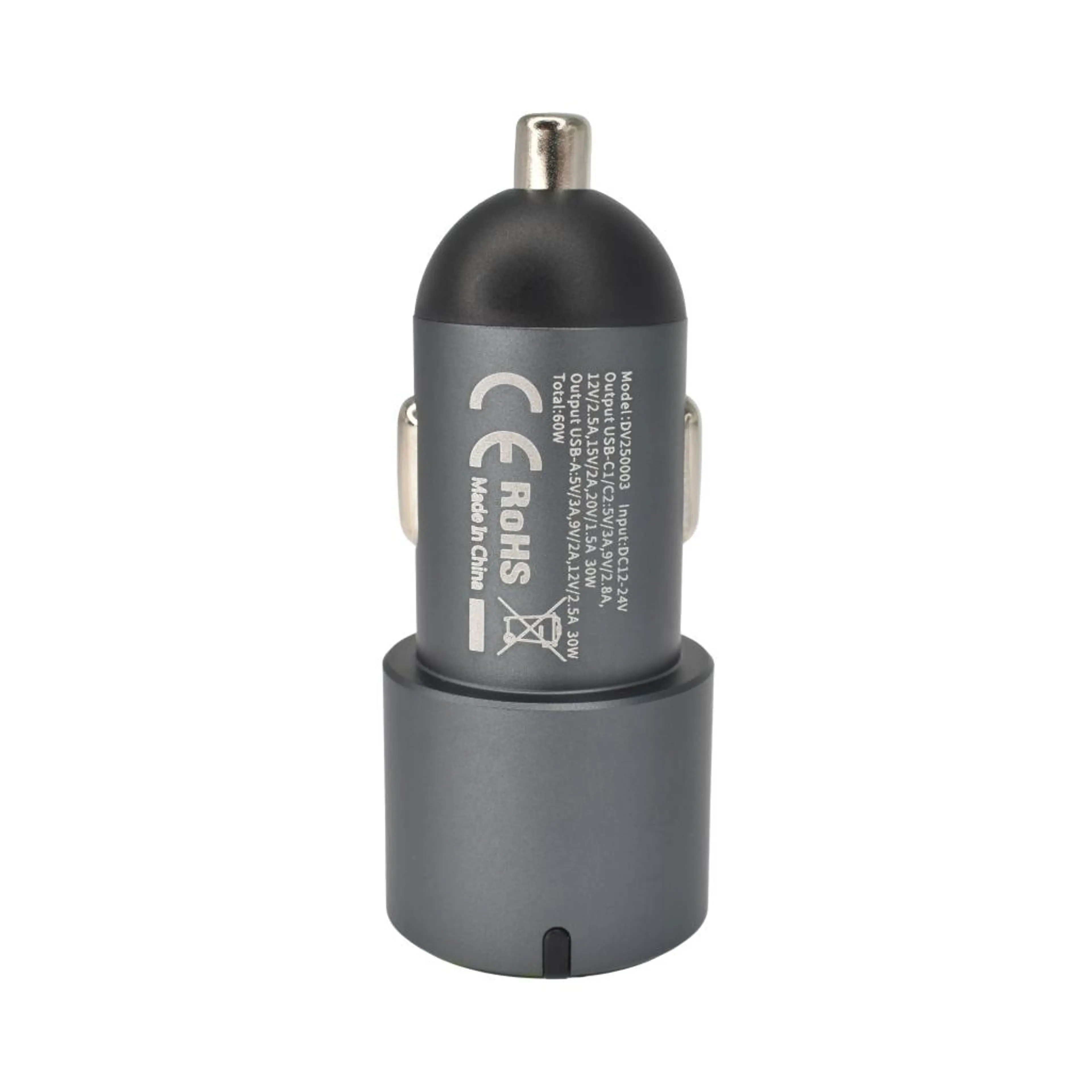 Dviced Car charger 60W 1 USB-A; 2 USB-C - Gray