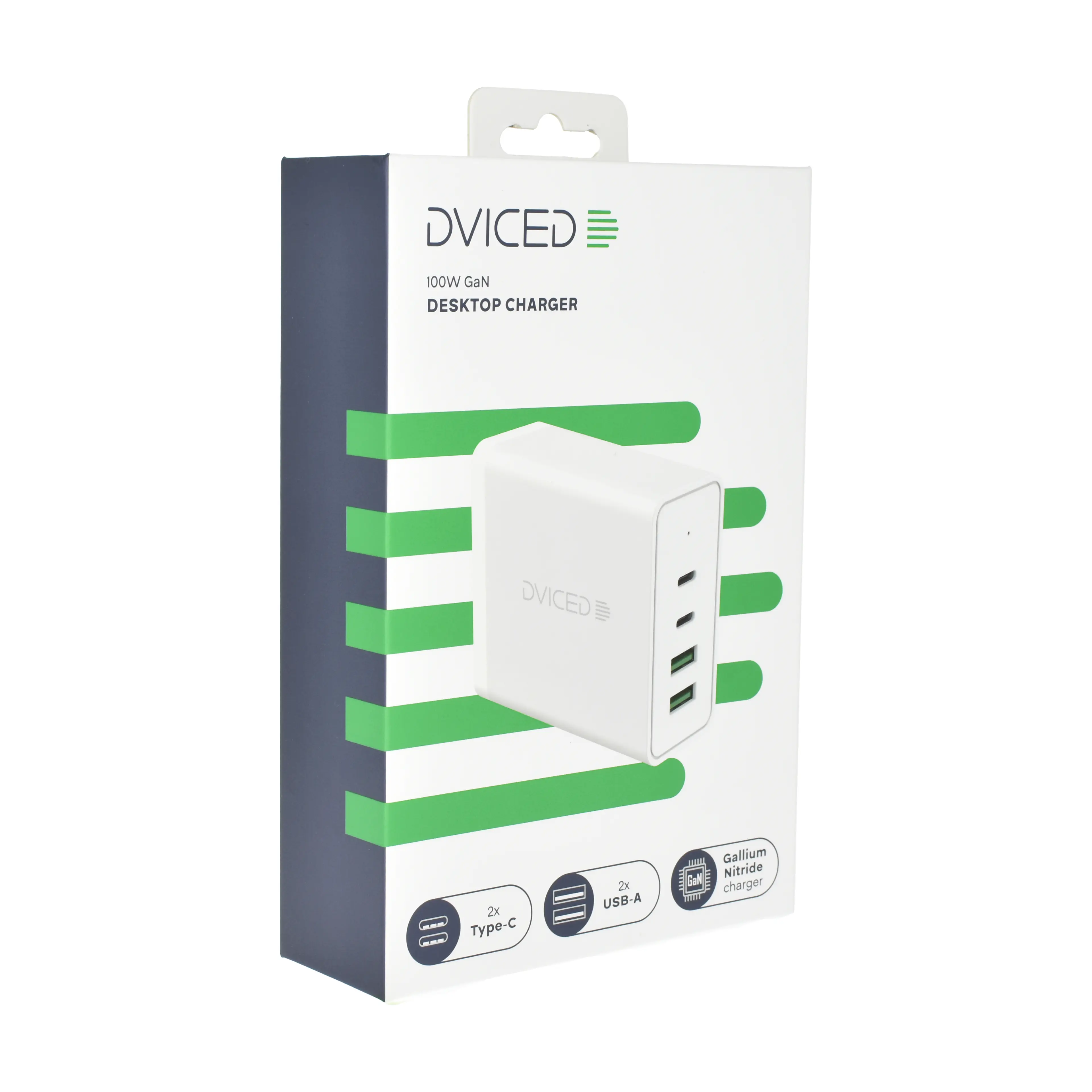 Dviced Desktop charger 100W GaN 2 USB-A; 2 USB-C EU - White