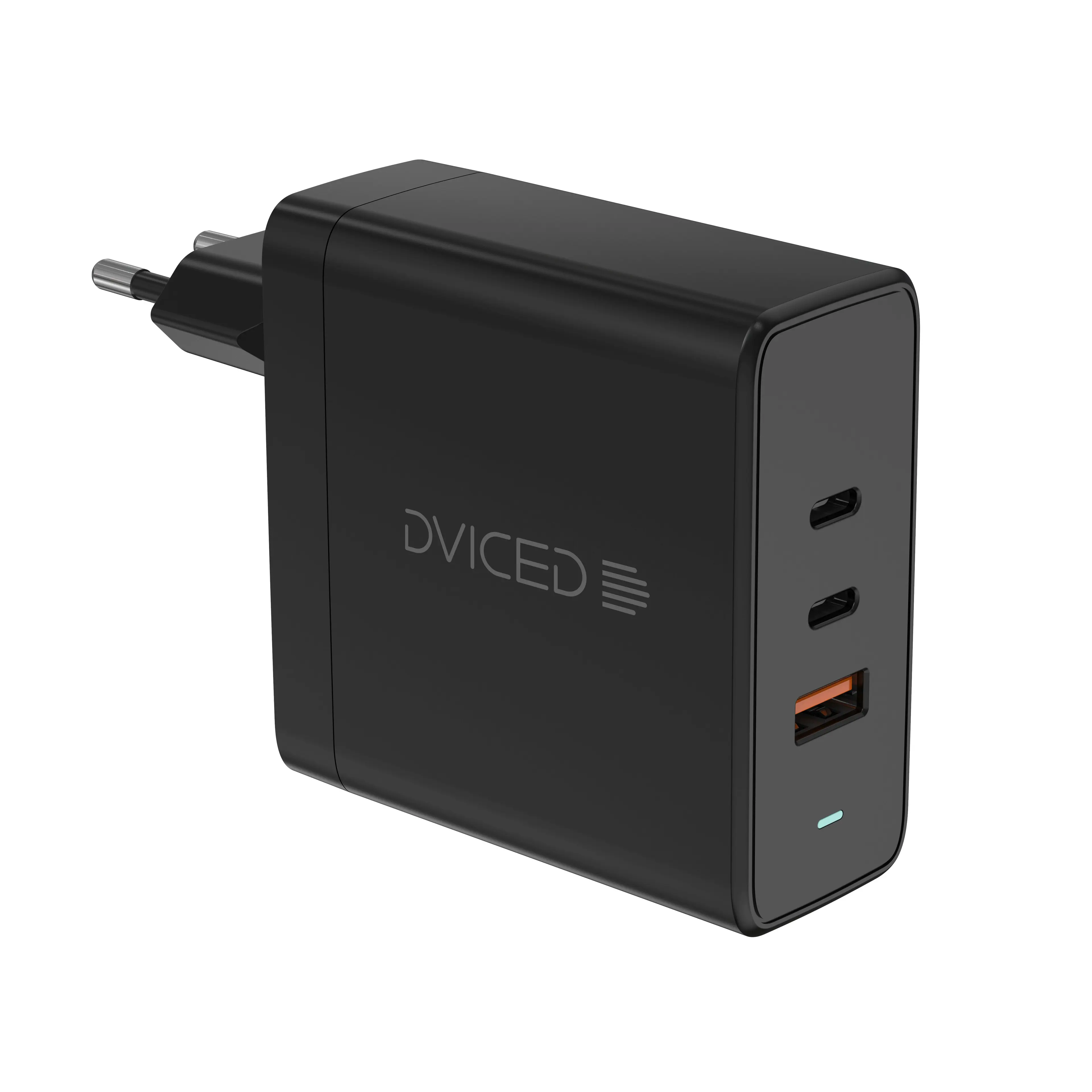 Dviced Wall charger 65W GaN 1 USB-A; 2 USB-C EU w cable - Black