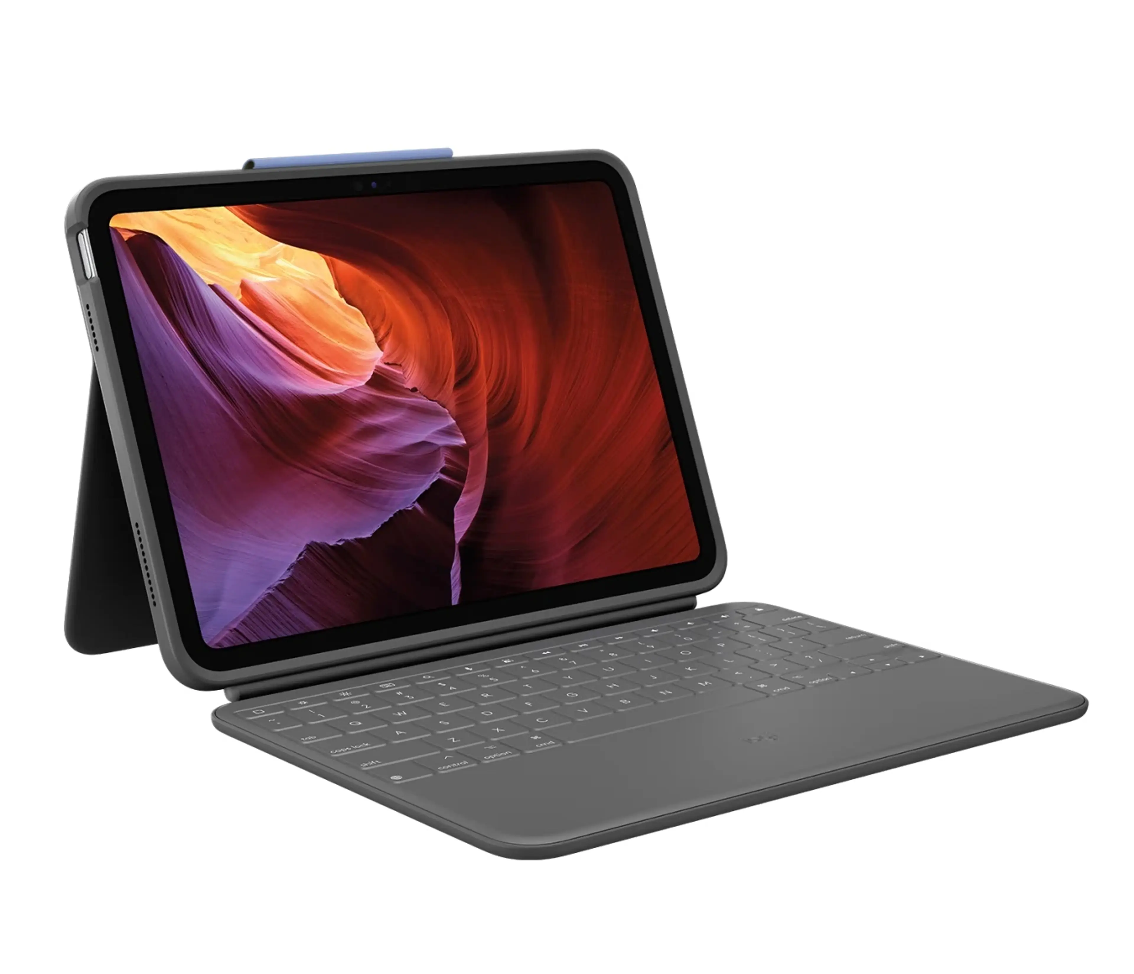 Logitech Rugged Folio Ultra-protective keyboard case with Smart Connector for iPad (10th gen) - Oxford Grey - US