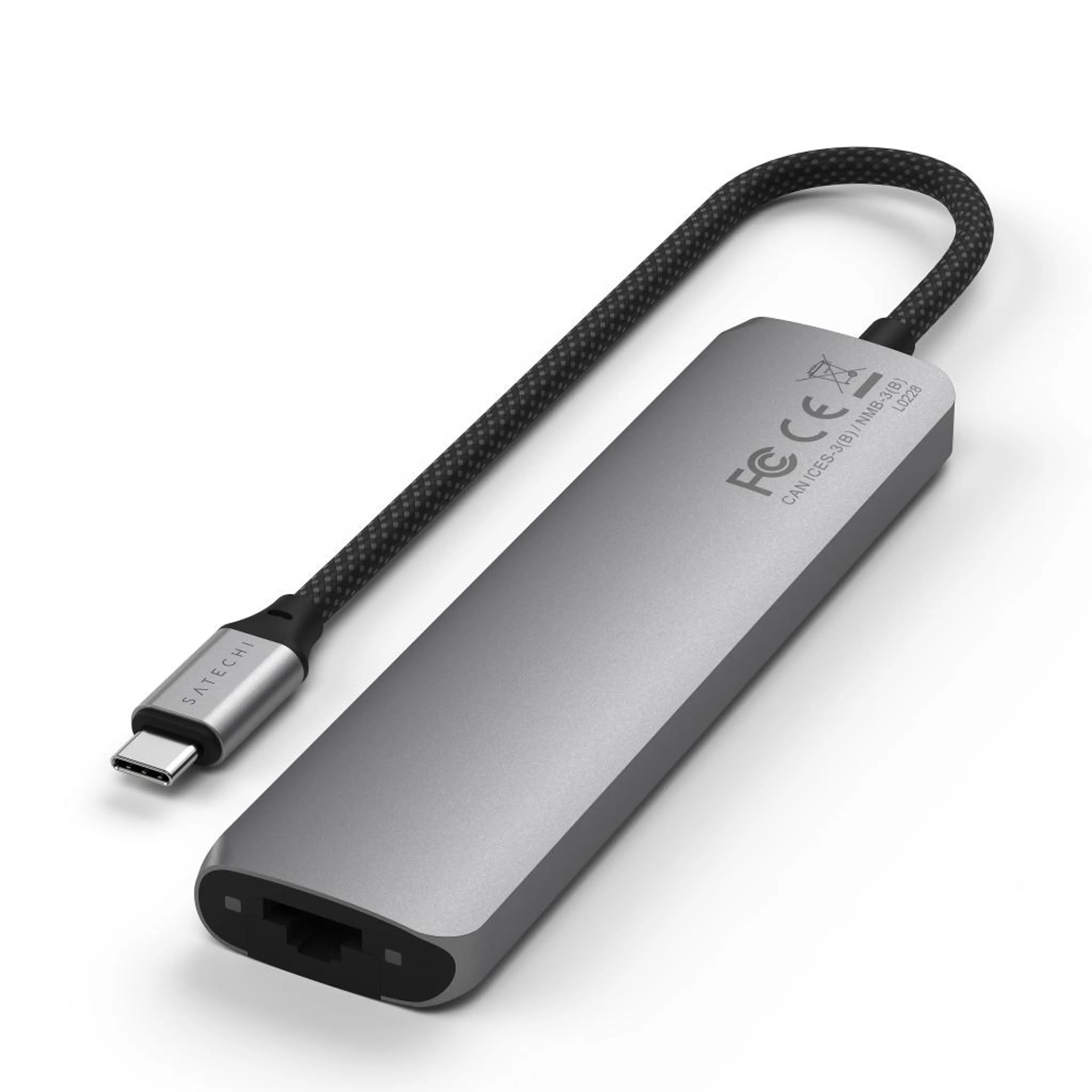 Satechi 7-in-1 USB-C Slim Multiport Adapter with Ethernet - Space Grey