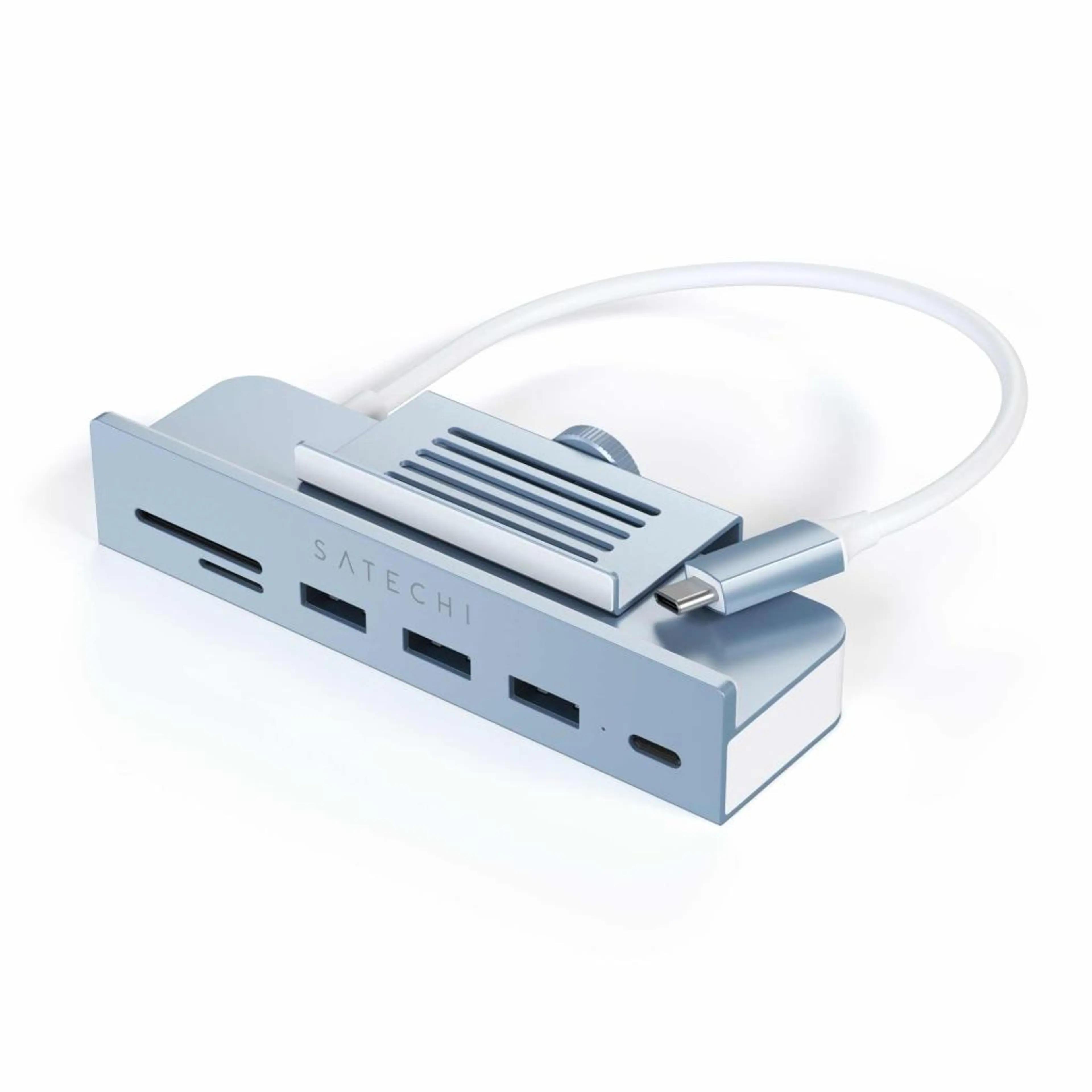 Satechi USB-C Clamp Hub iMac 24inch (2021) / (1x USB-C up to 5 Gbps;3x USB-A 3.0 up to 5 Gbps; inc. Apple S.Drive Micro/SD) - Blue