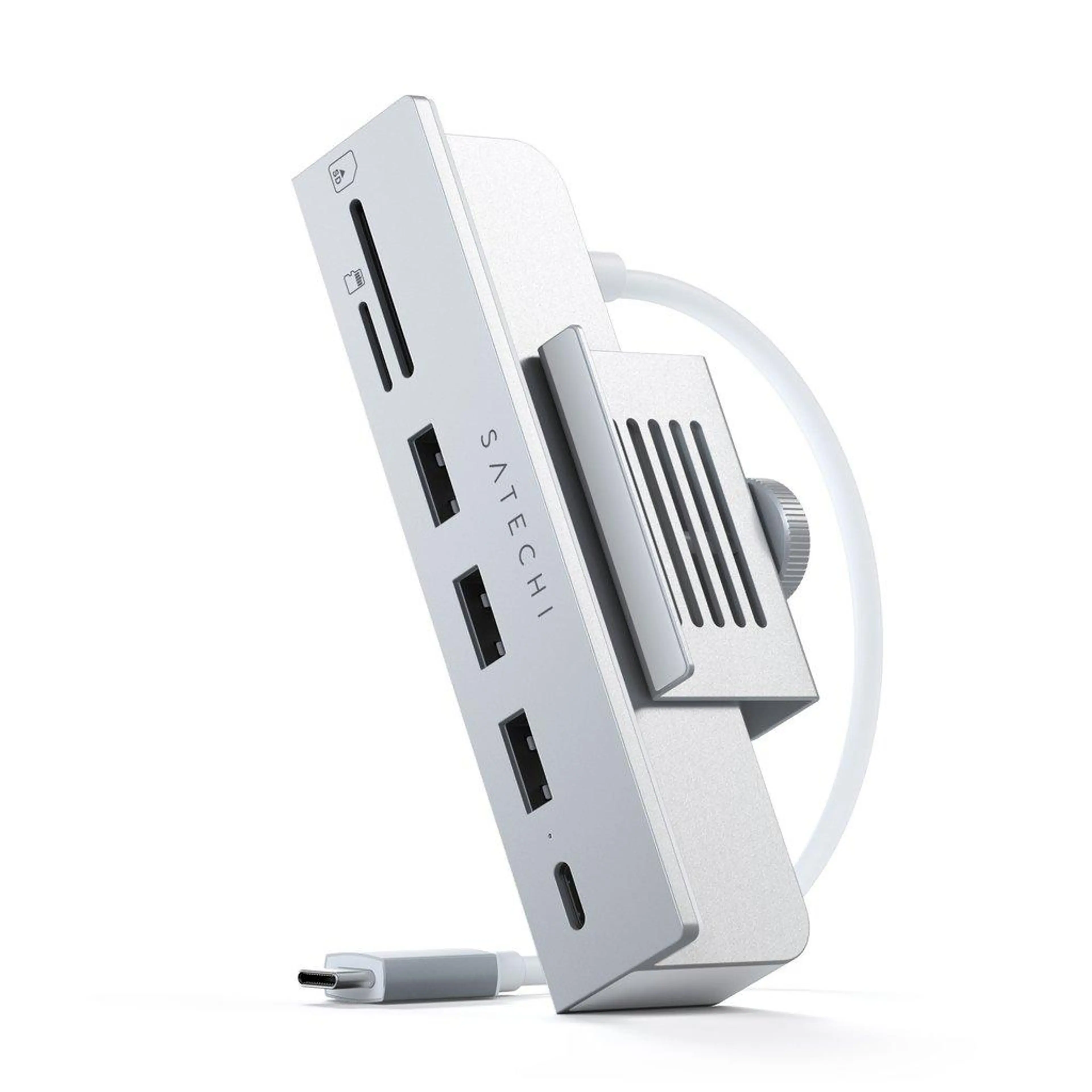 Satechi USB-C Clamp Hub iMac 24inch (2021) / (1x USB-C up to 5 Gbps,3x USB-A 3.0 up to 5 Gbps, inc. Apple S.Drive Micro/SD) - Silver
