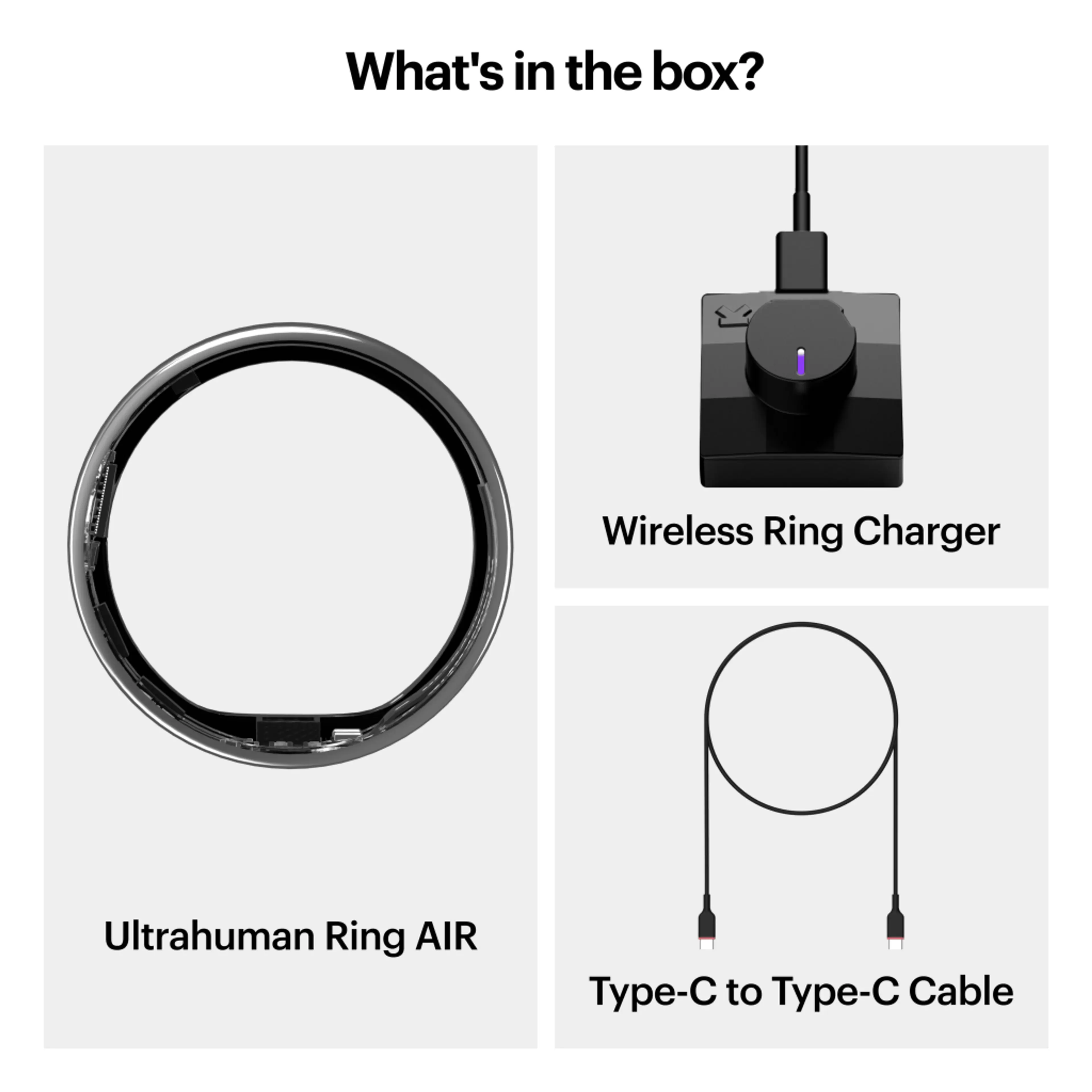 Ultrahuman Ring Air - Smart Ring; Charger; USB Cable / Size-14- Air_Silver