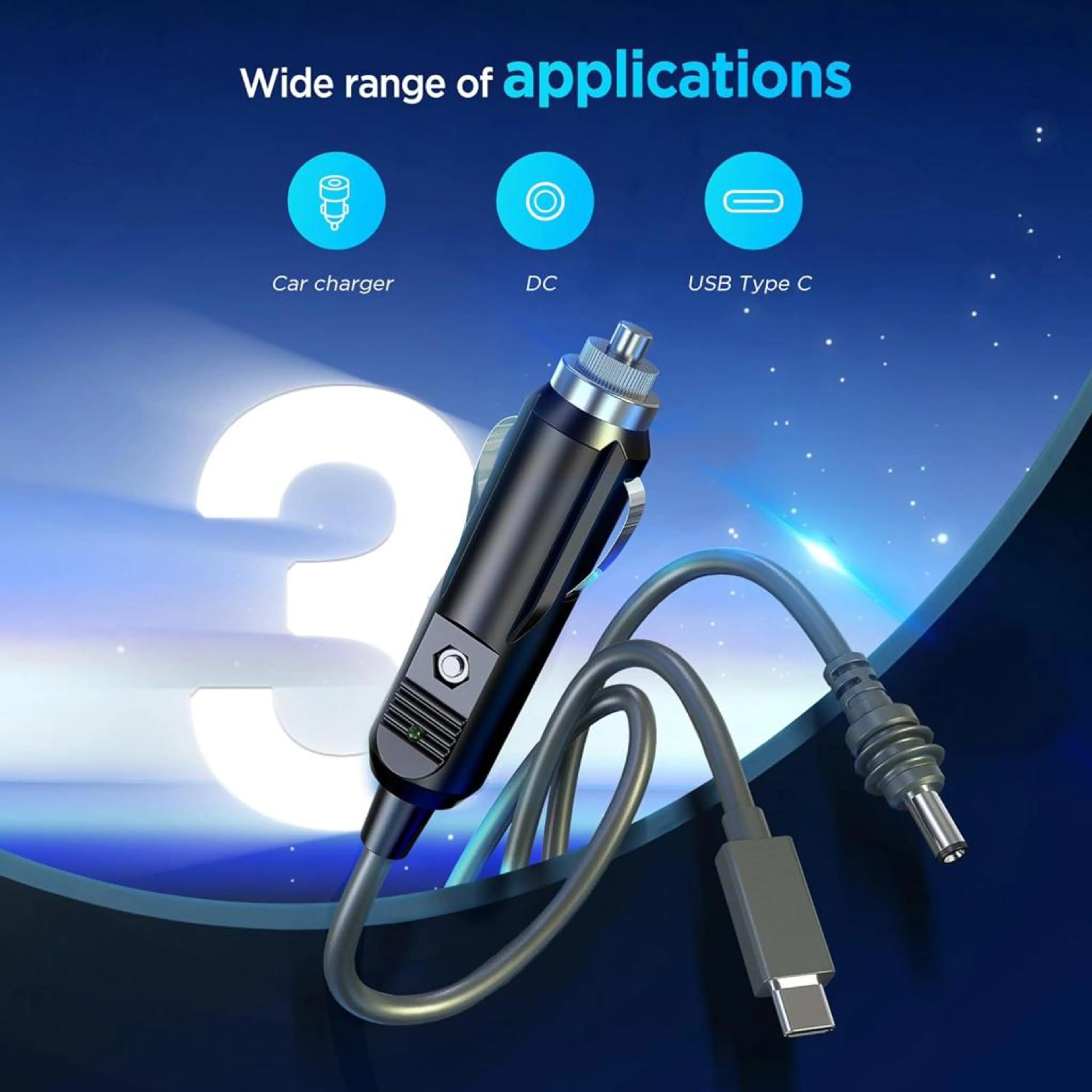 Захранващ Кабел 3м. за Starlink Mini – USB-C / DC / Автоадаптер 12V